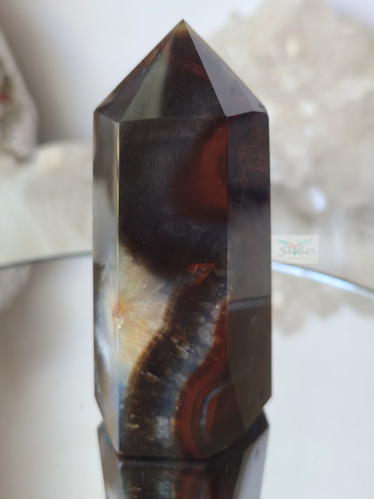 Black and Blue Banded Carnelian Tower (B) (Rare Find)