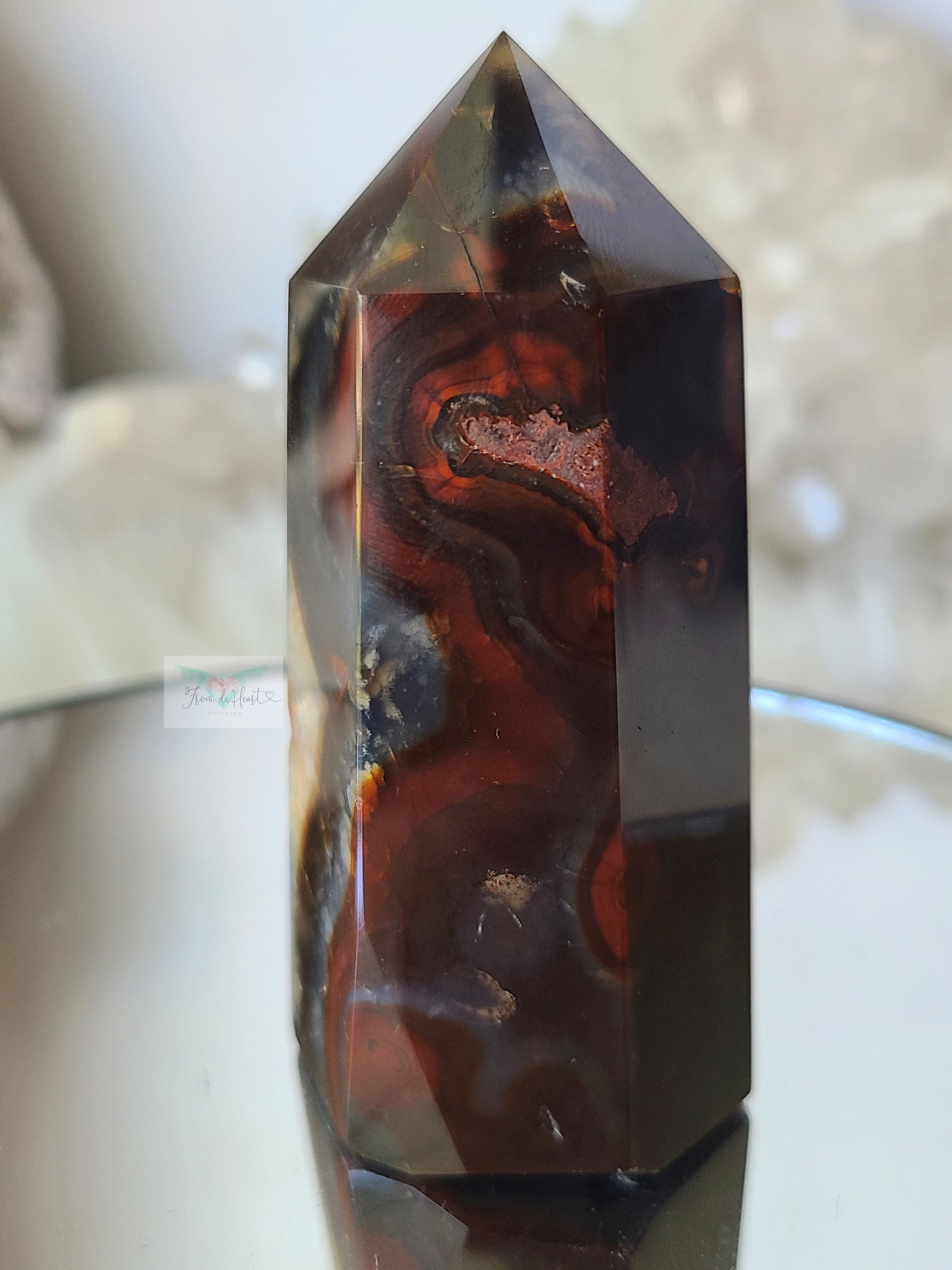 Black and Blue Banded Carnelian Tower (B) (Rare Find)