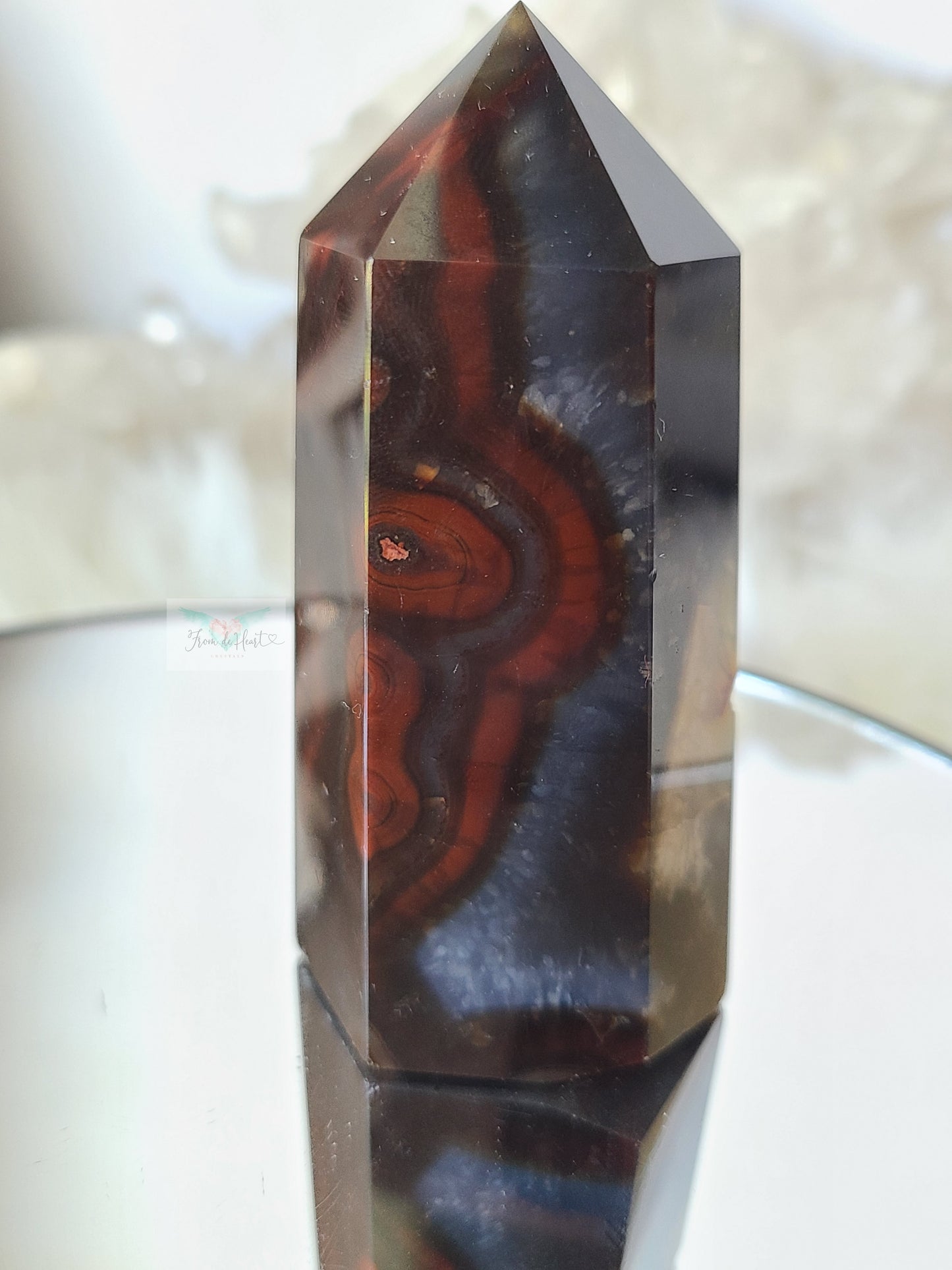 Black and Blue Banded Carnelian Tower (B) (Rare Find)