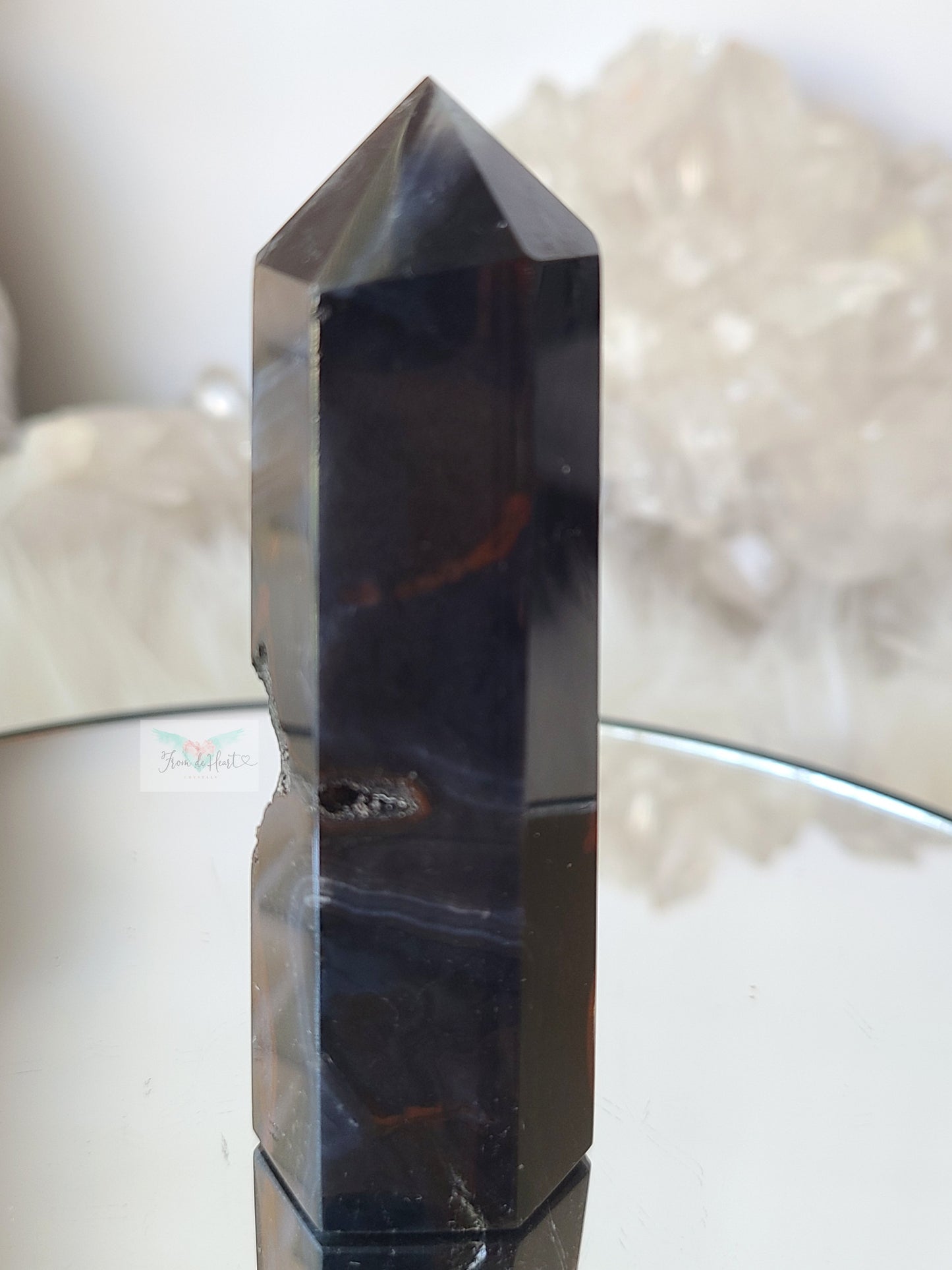 Black and Blue Druzy Carnelian Tower (Rare Find)