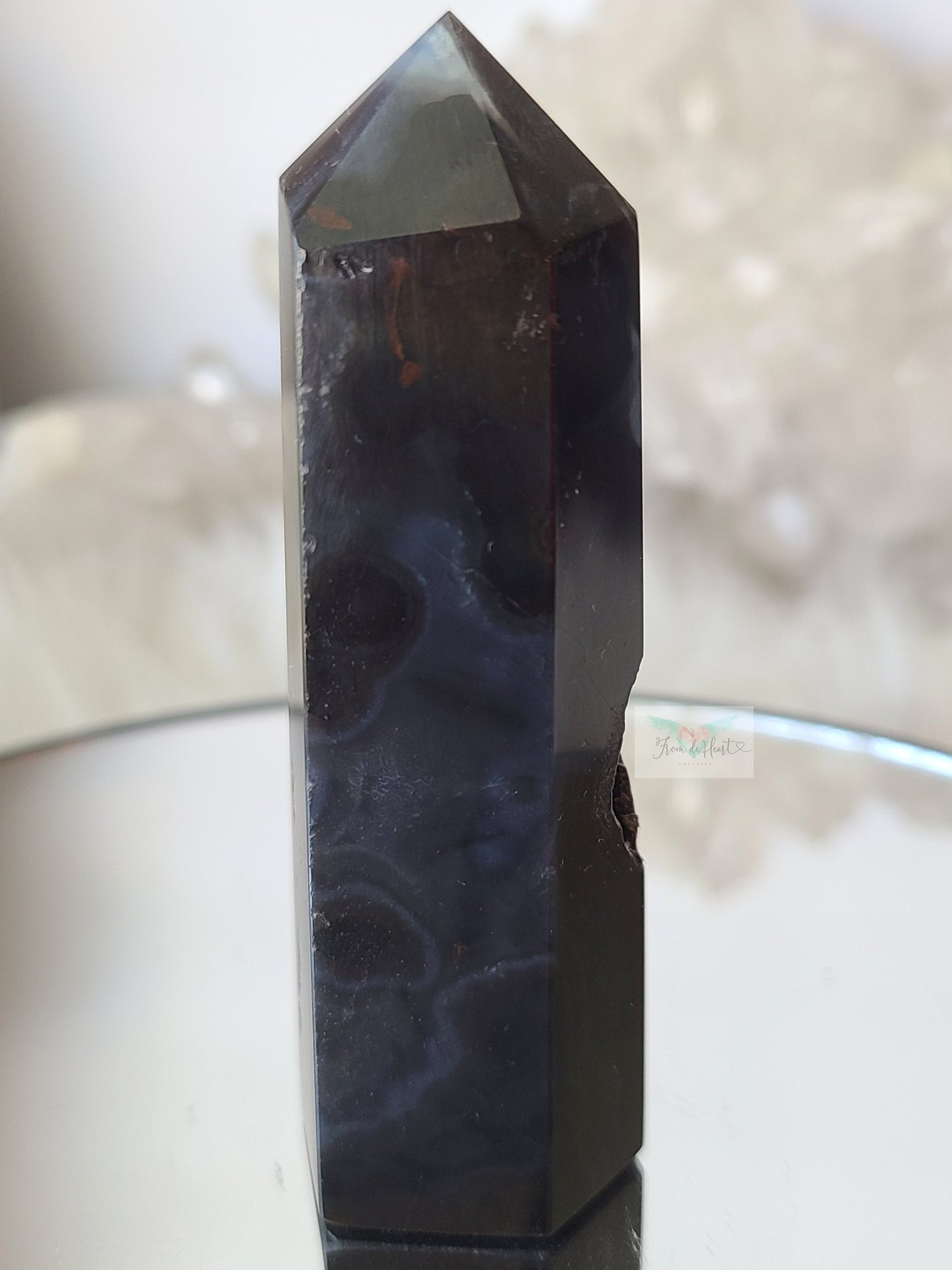 Black and Blue Druzy Carnelian Tower (Rare Find)