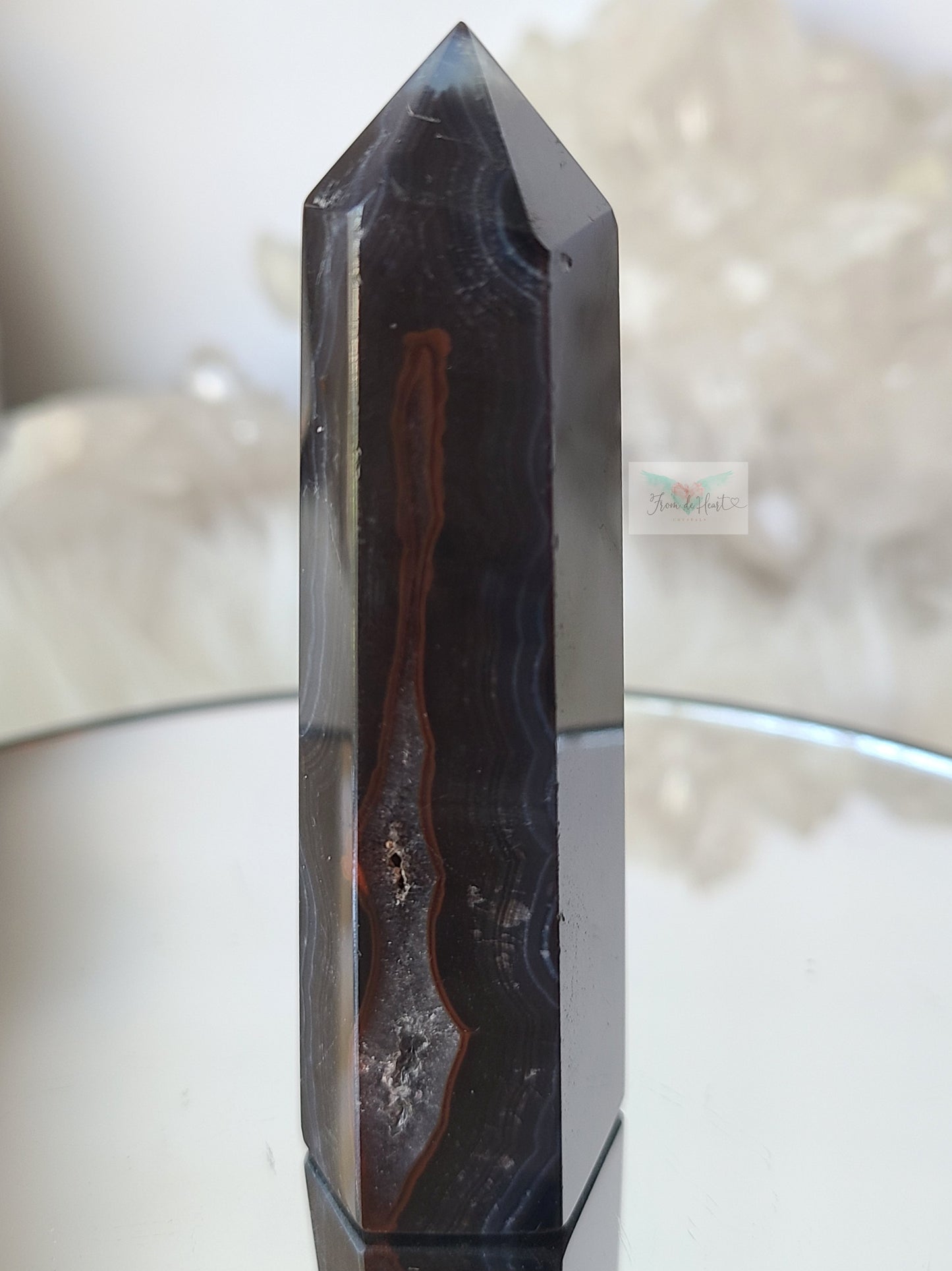 Black and Blue Druzy Carnelian Tower (Rare Find)