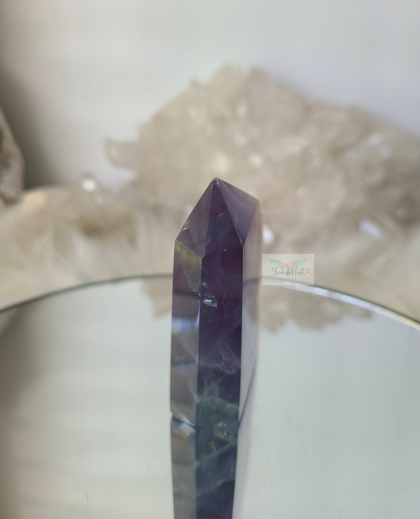 Rainbow Fluorite half polished freeform