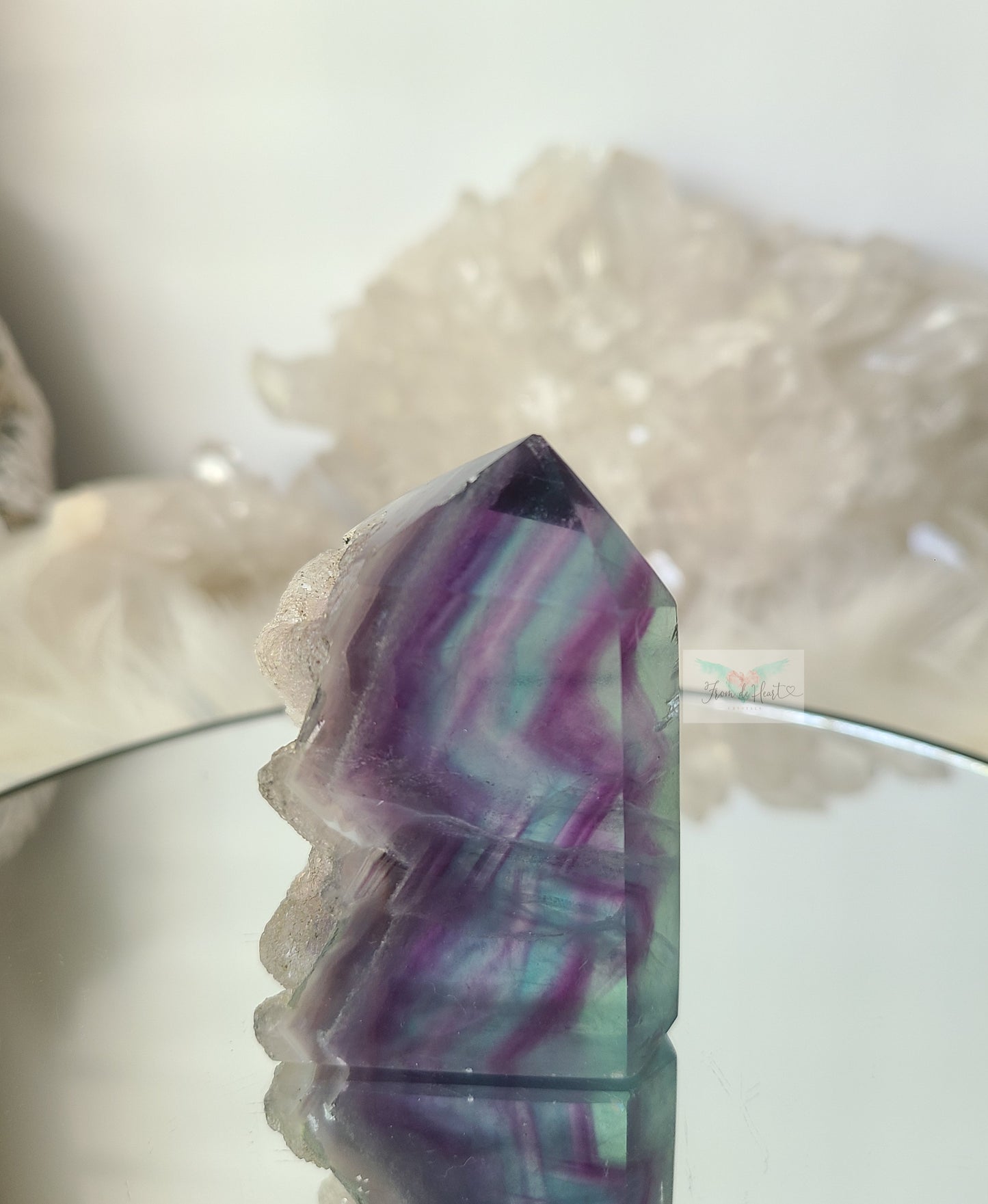 Rainbow Fluorite half polished freeform