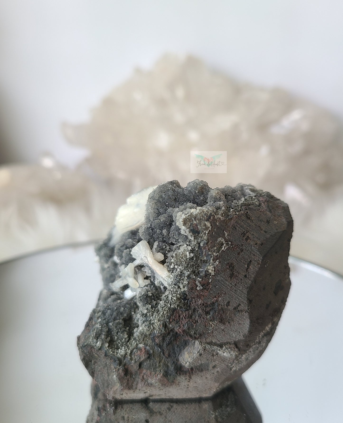 Black Chalcedony w/ Stilbite Cluster
