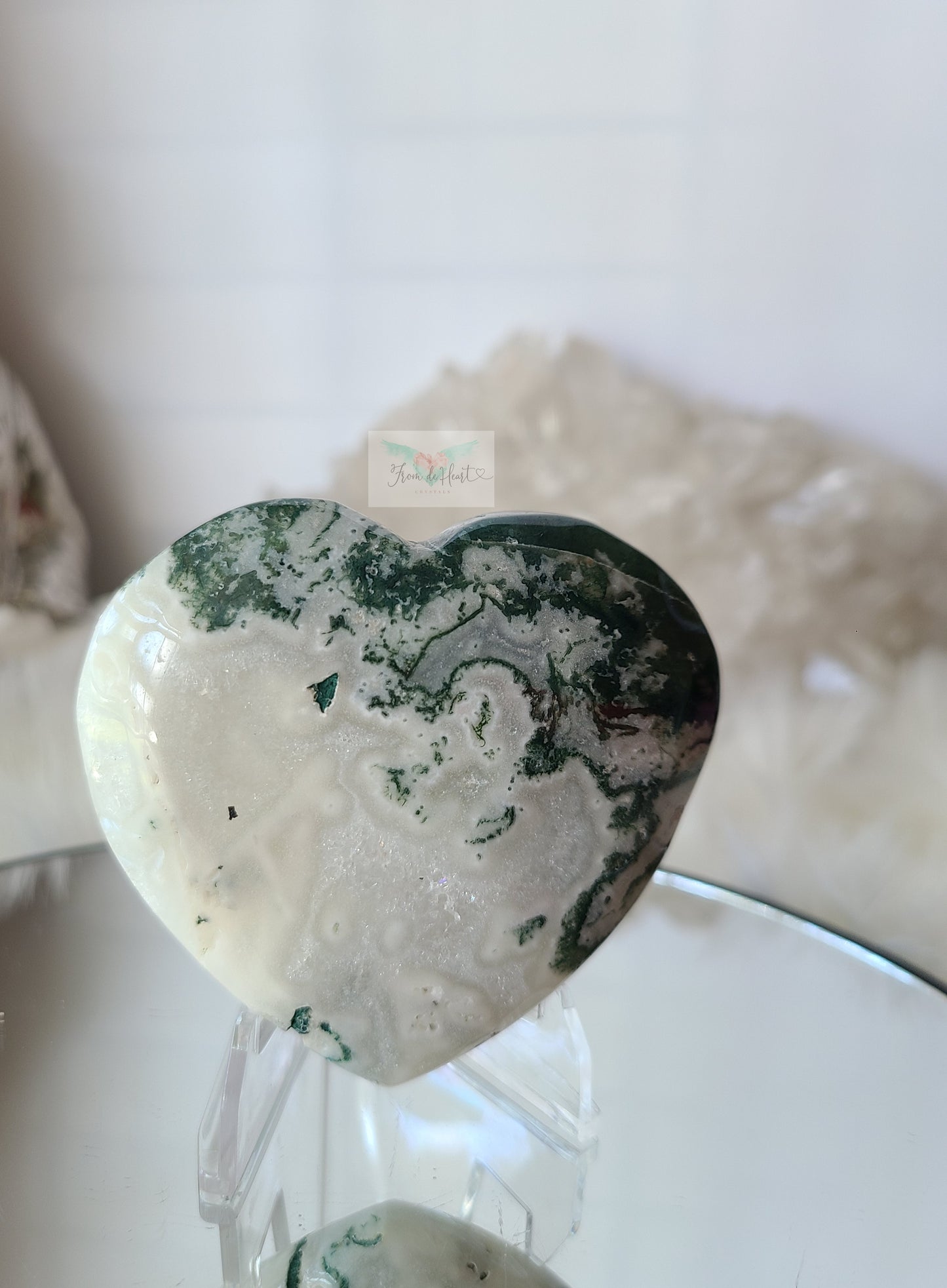 Druzy Moss Agate Heart