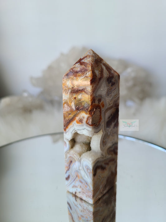 Druzy Geode Red Crazy Lace Agate Tower (B)