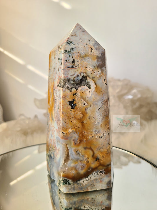 Colorful Druzy Ocean Jasper Tower (B)