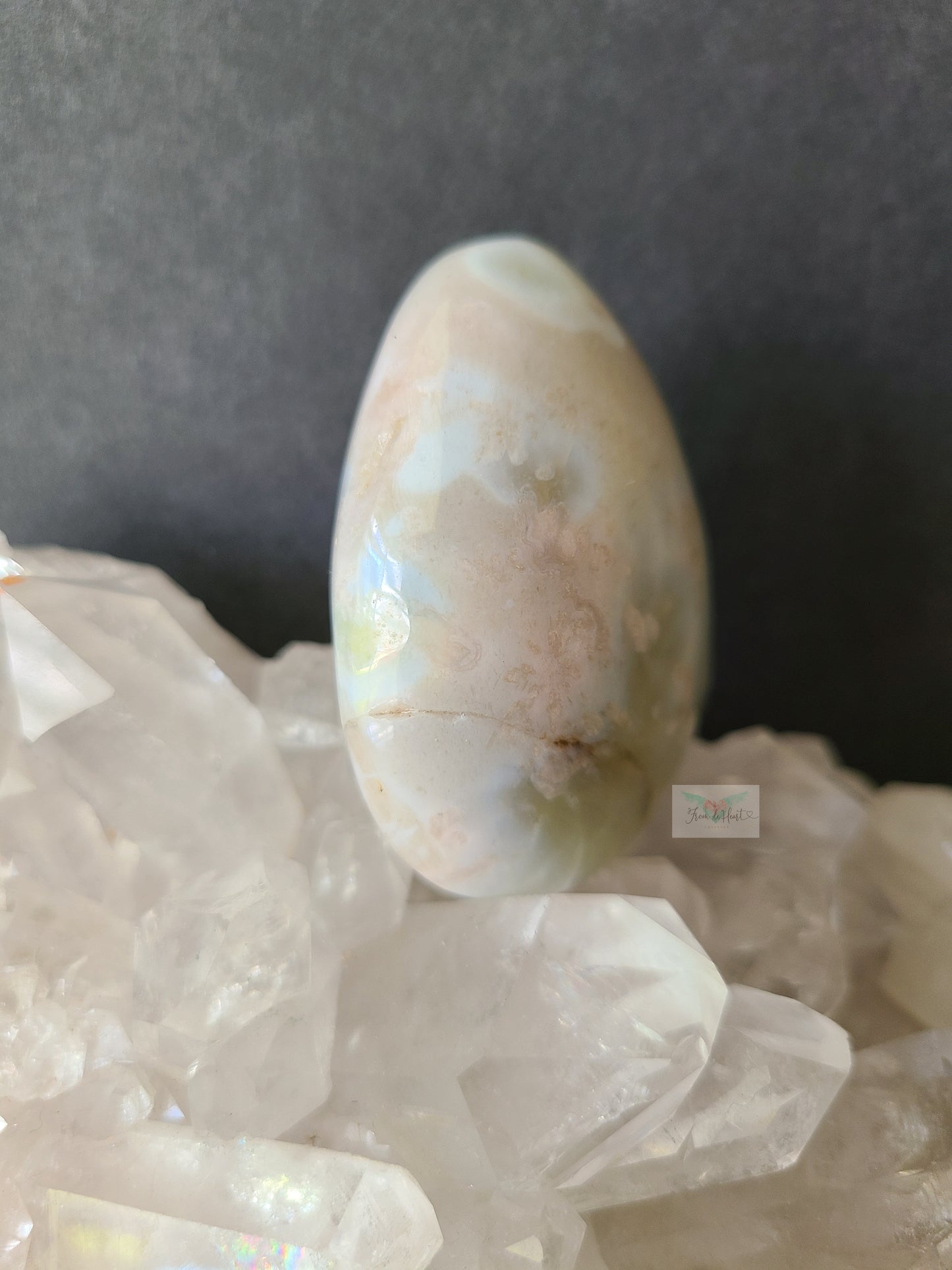 Green Flower Agate Palmstone