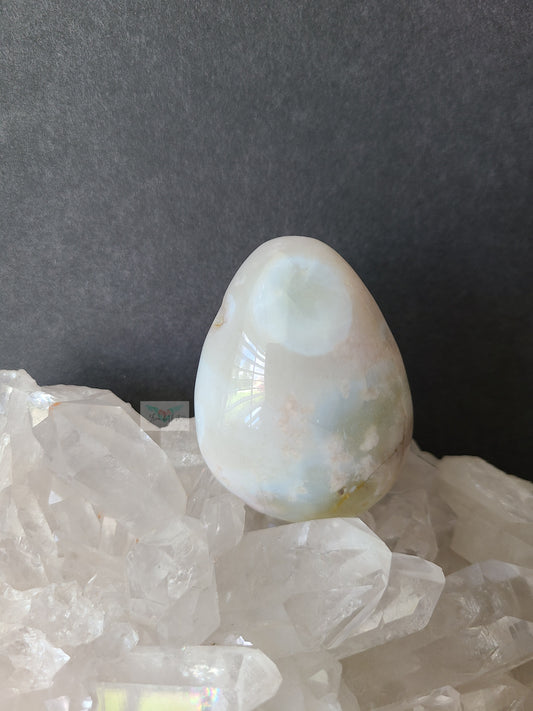 Green Flower Agate Palmstone