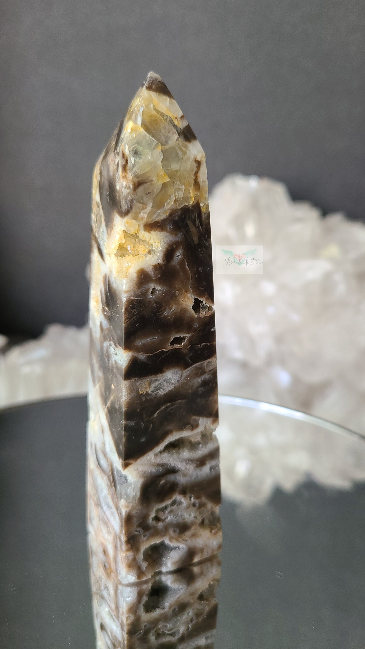 Druzy Sphalerite with Calcite Tower