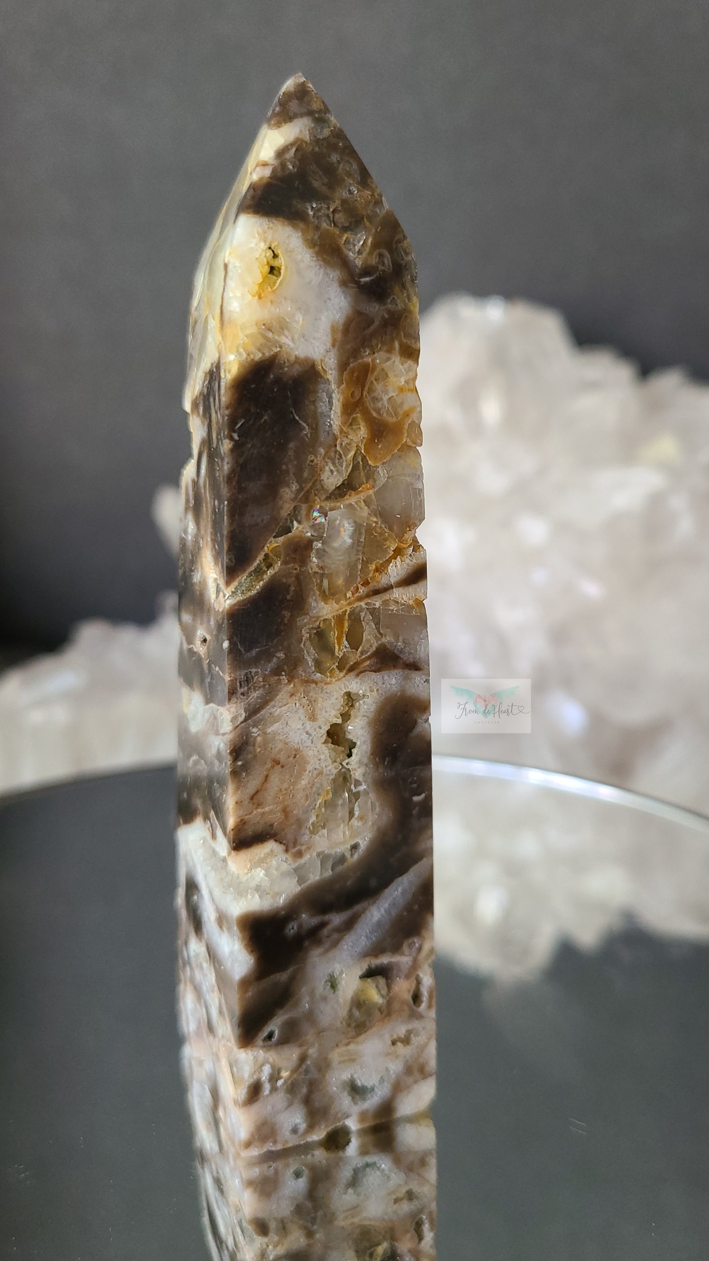 Druzy Sphalerite with Calcite Tower