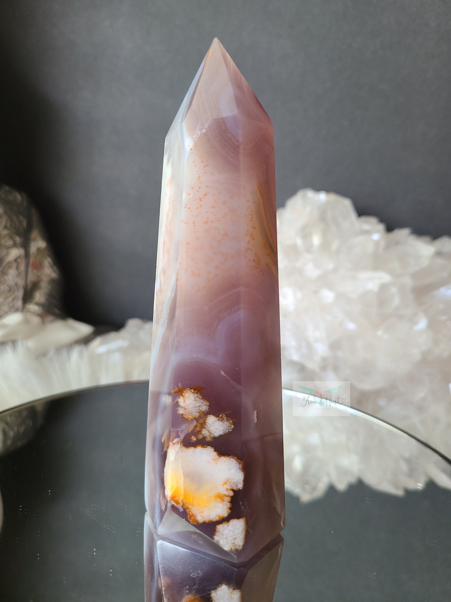 Banded Flower Agate Tower (Rare Find)