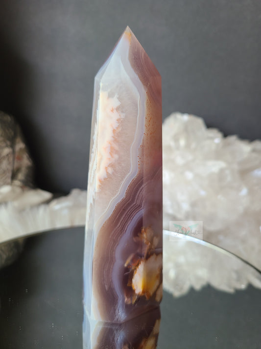 Banded Flower Agate Tower (Rare Find)