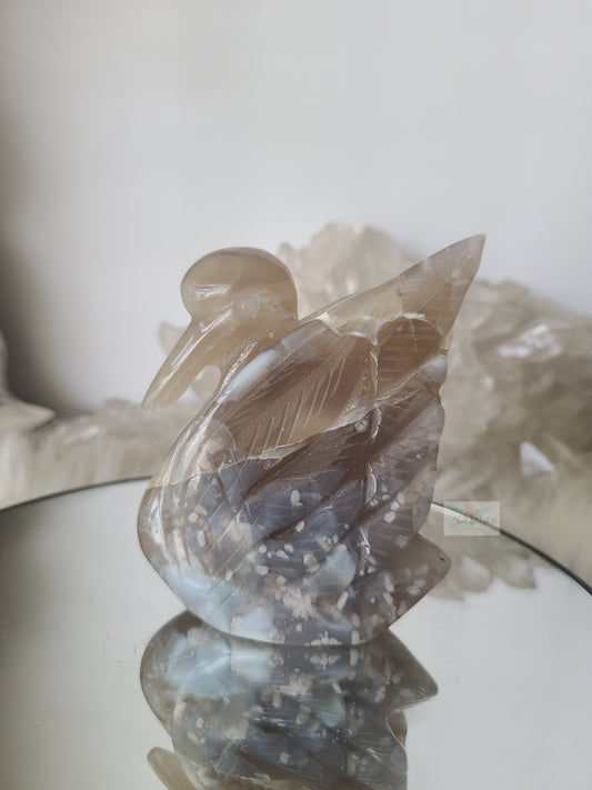 Flower Agate Bird Carving