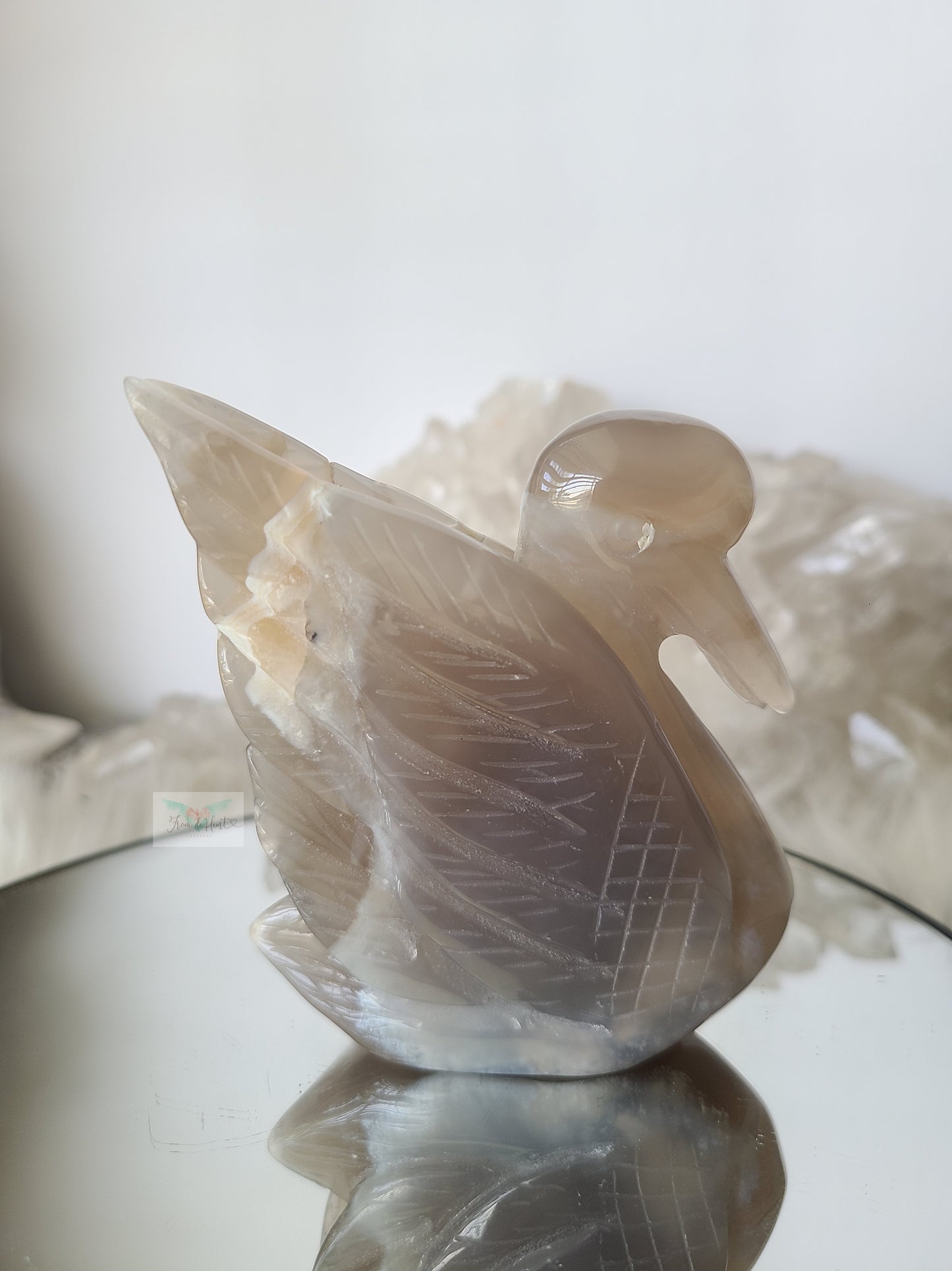 Flower Agate Bird Carving