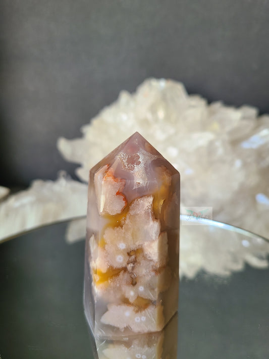 Druzy Flower Agate Tower