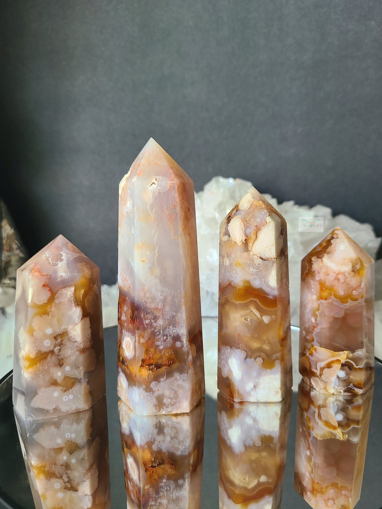 Golden Flower Agate Tower (D)