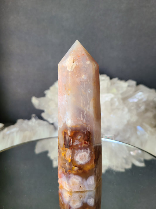 Golden Flower Agate Tower (D)