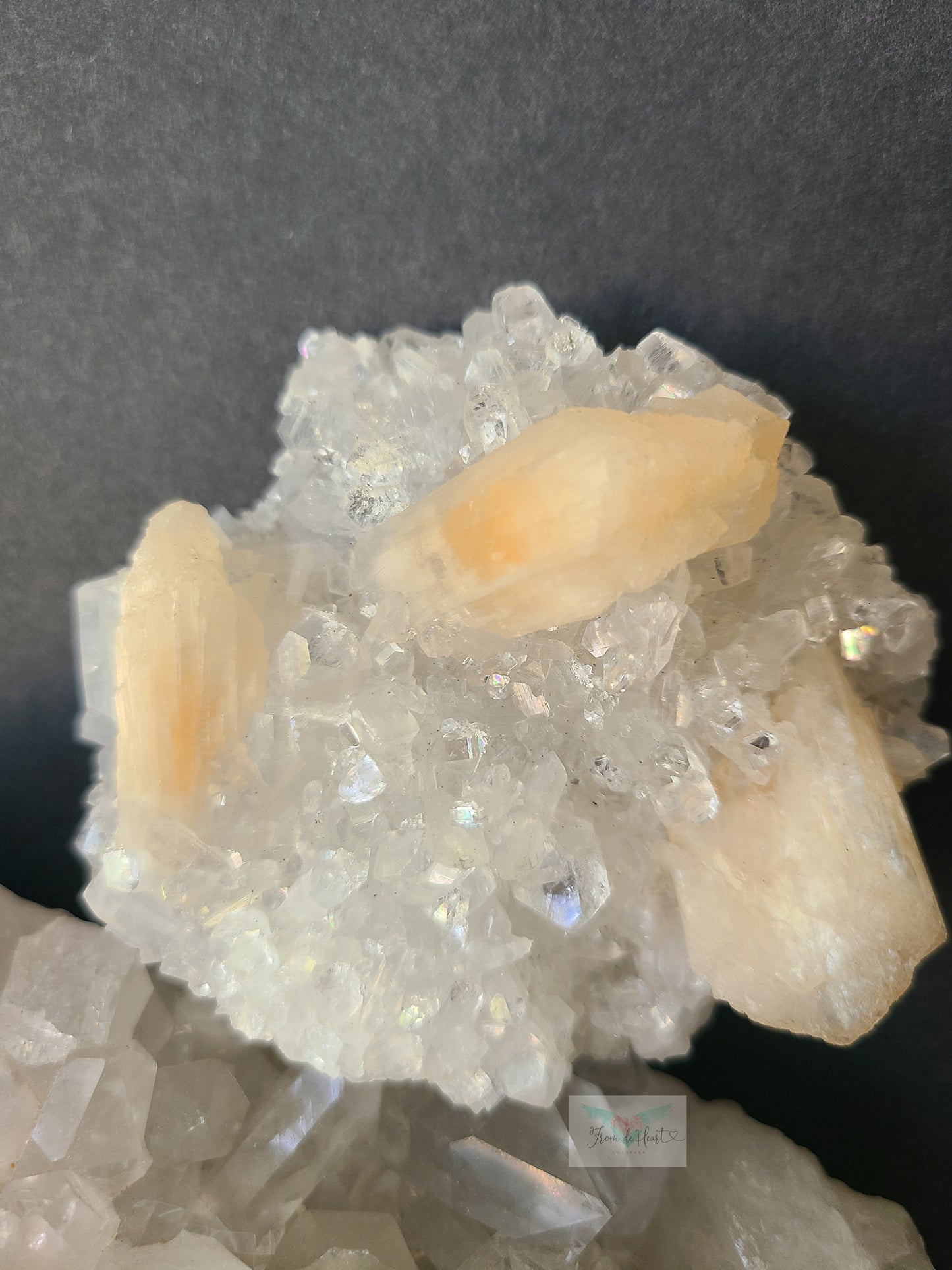 Apophyllite with Peach Stilbite Petals Cluster