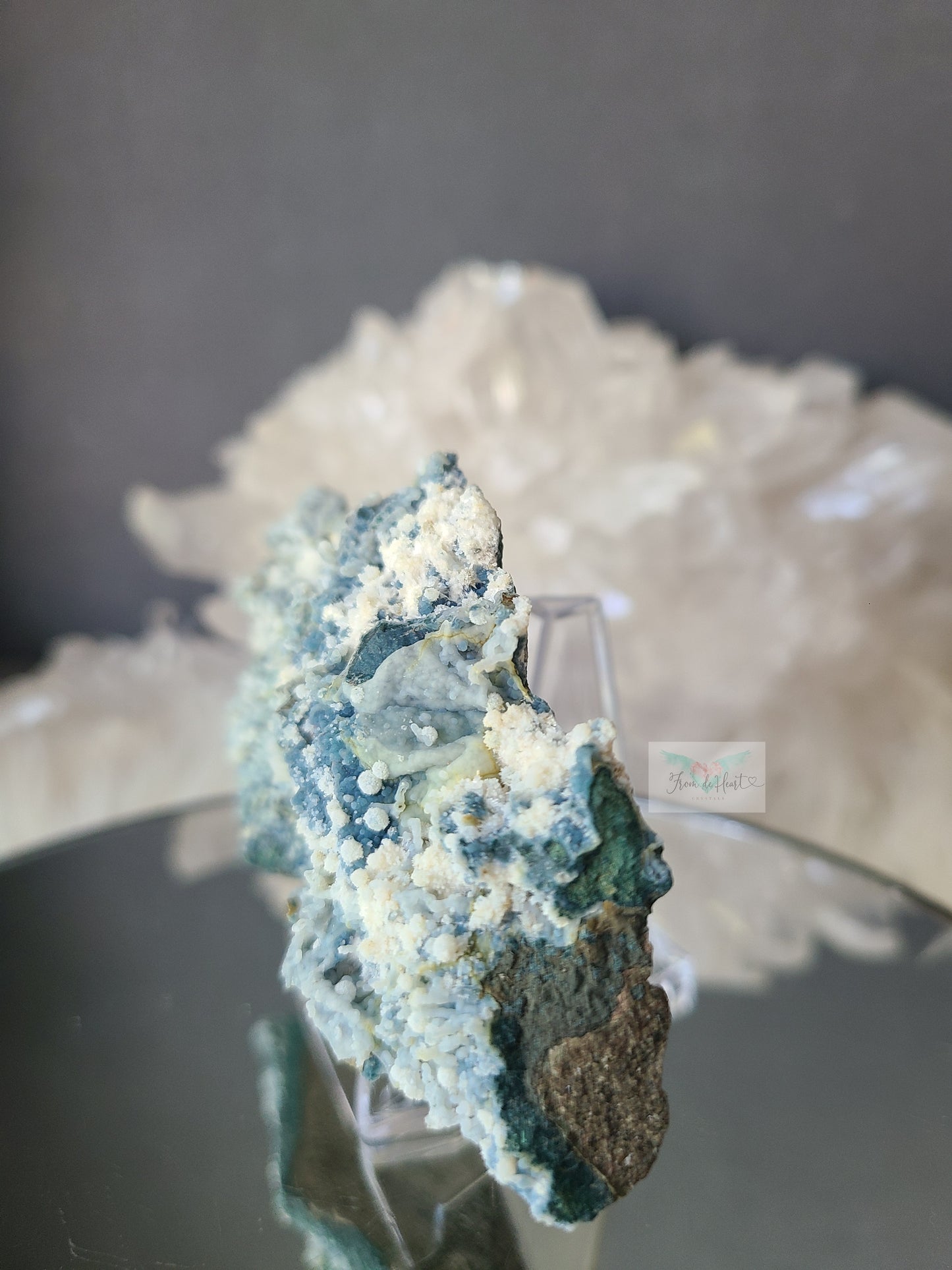 Okenite on blue Chalcedony Coral Matrix