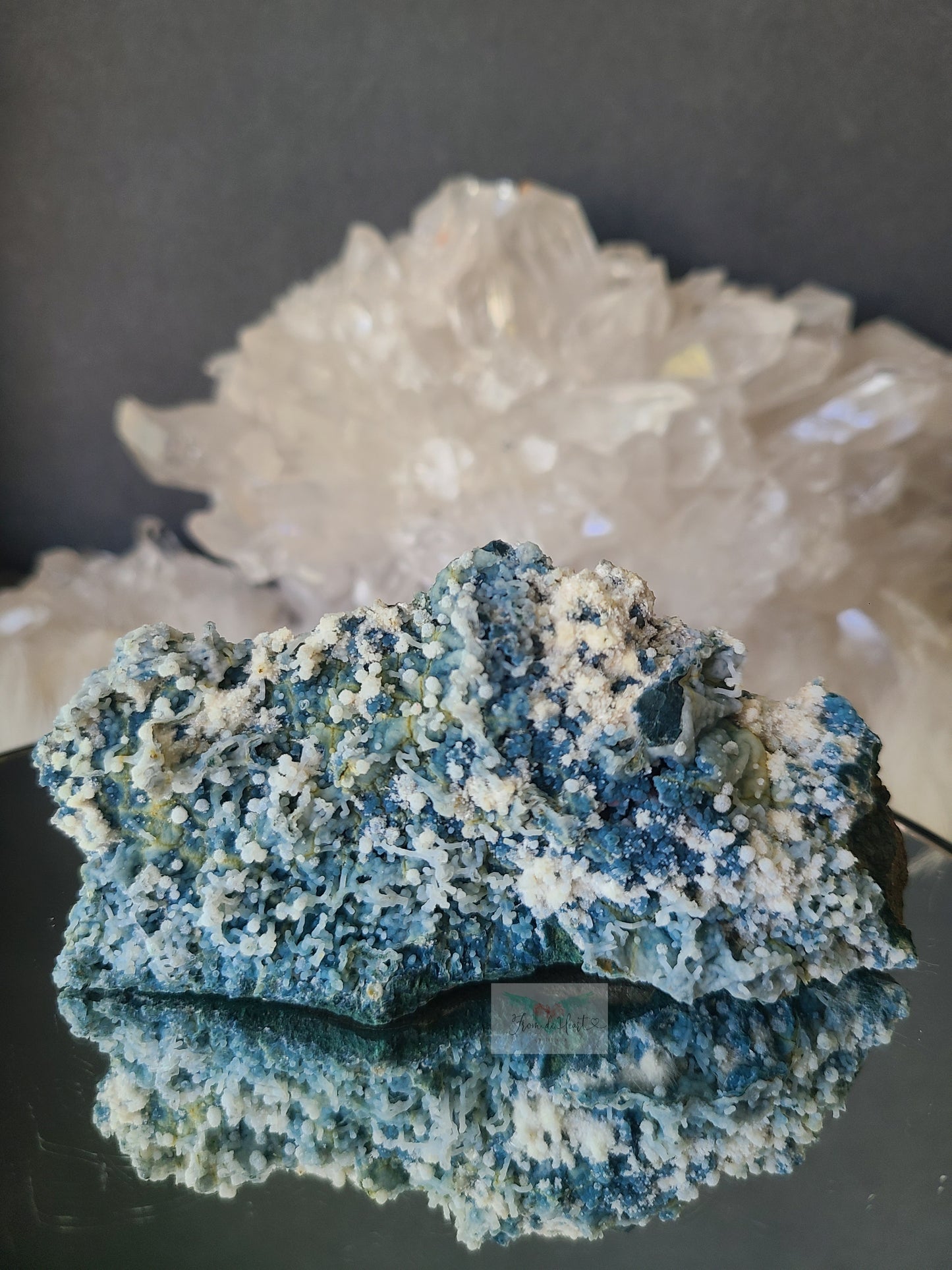 Okenite on blue Chalcedony Coral Matrix