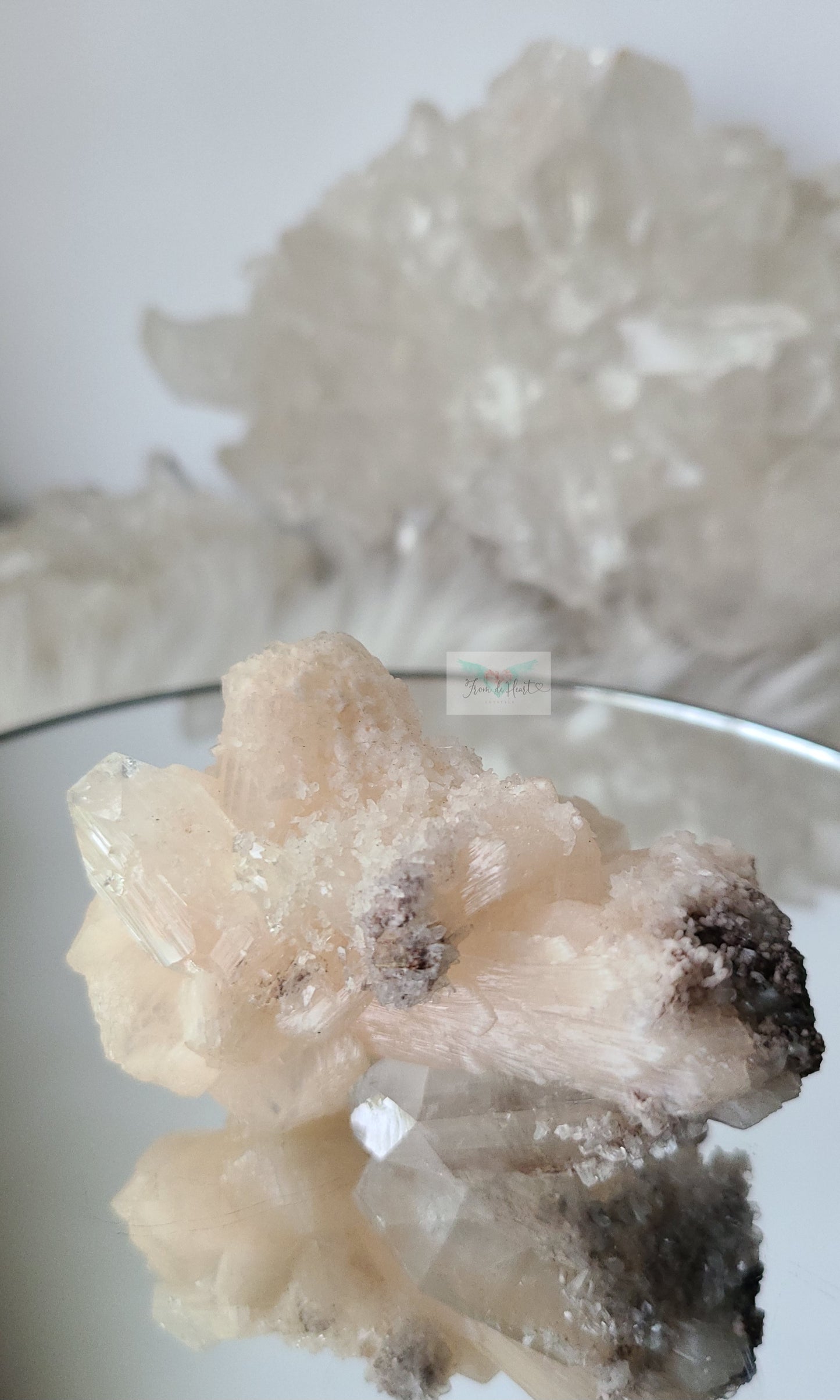 Apophyllite and Stilbite on Druzy pink Chalcedony (A)