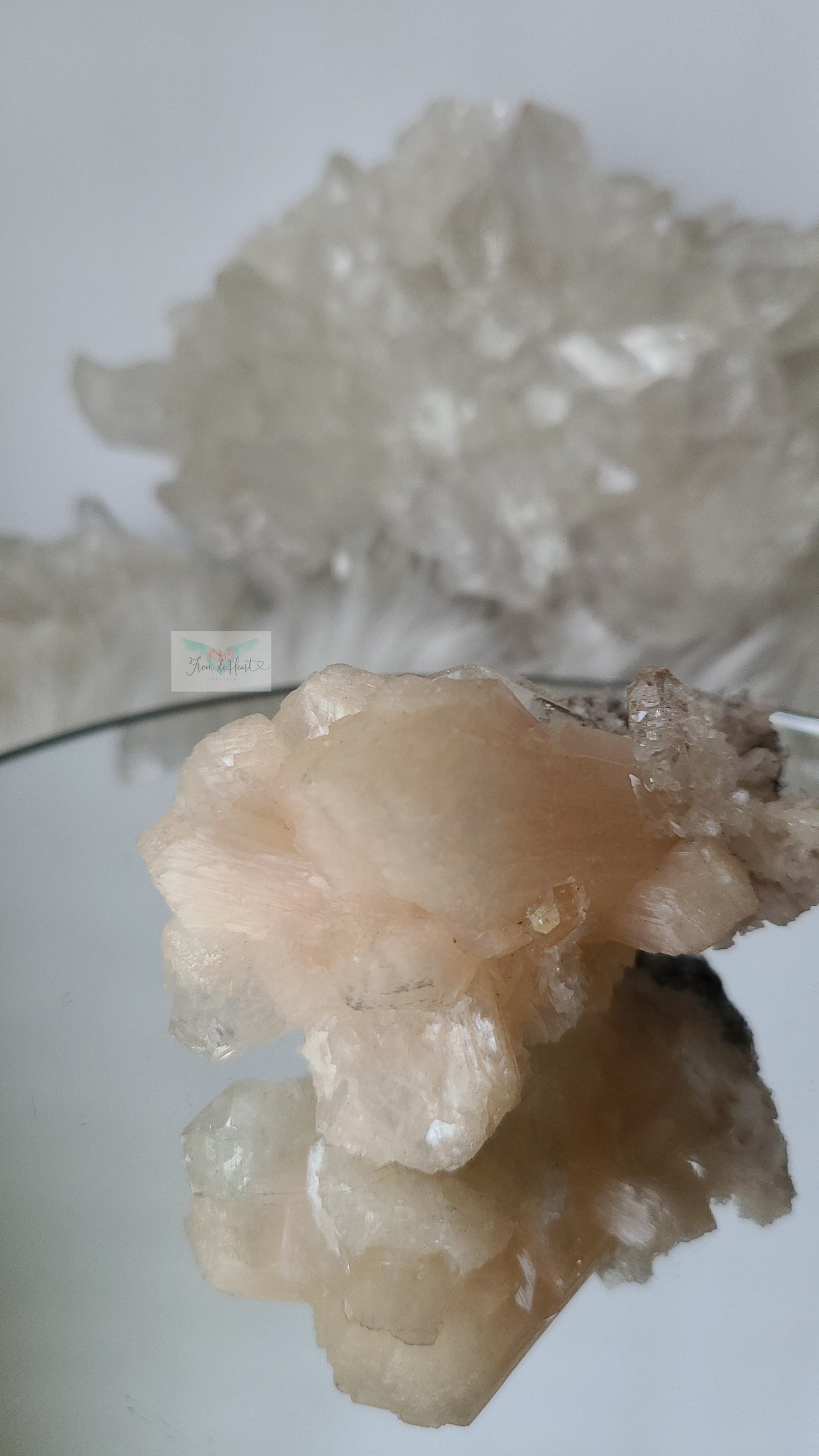 Apophyllite and Stilbite on Druzy pink Chalcedony (A)