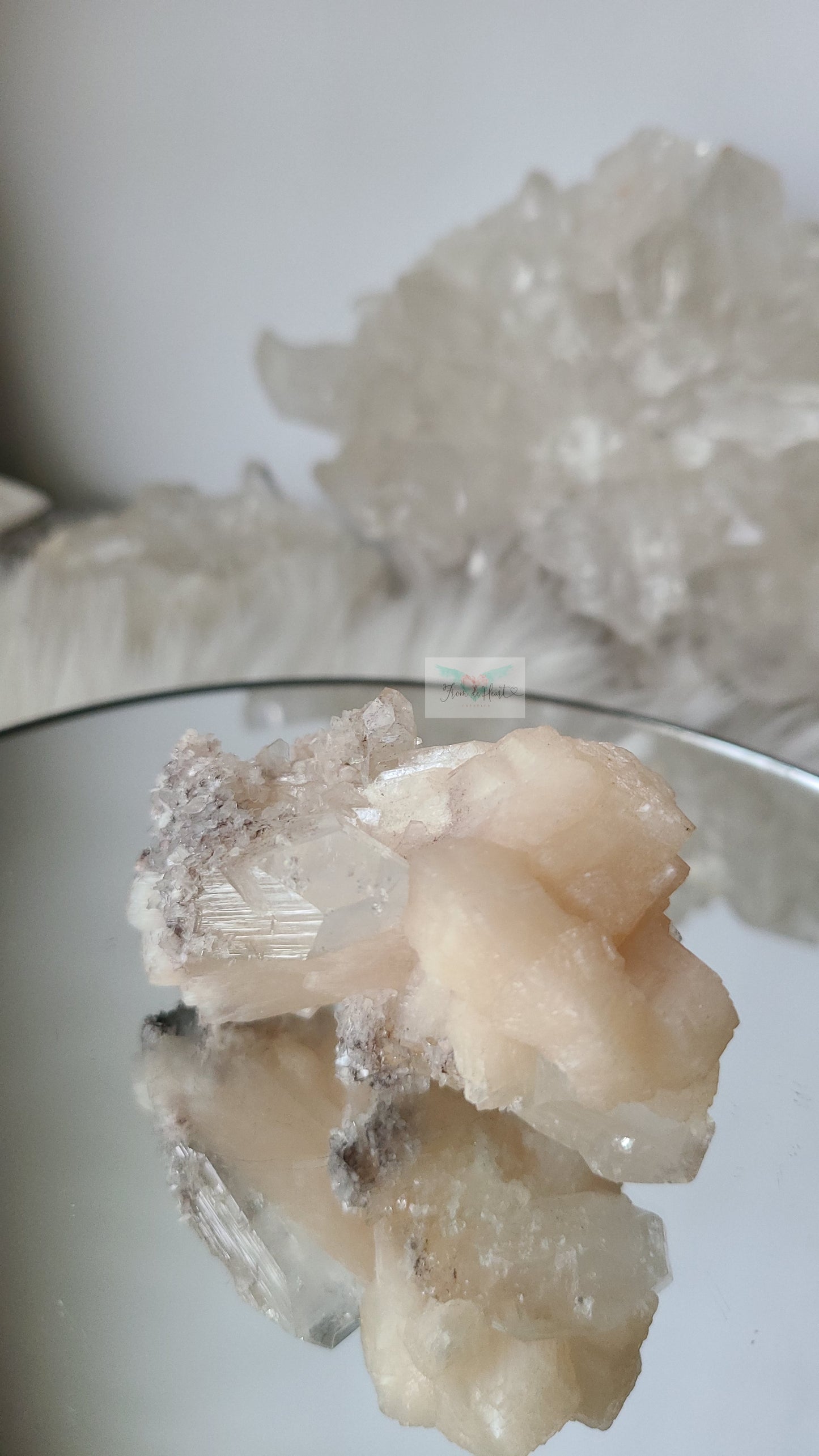 Apophyllite and Stilbite on Druzy pink Chalcedony (A)