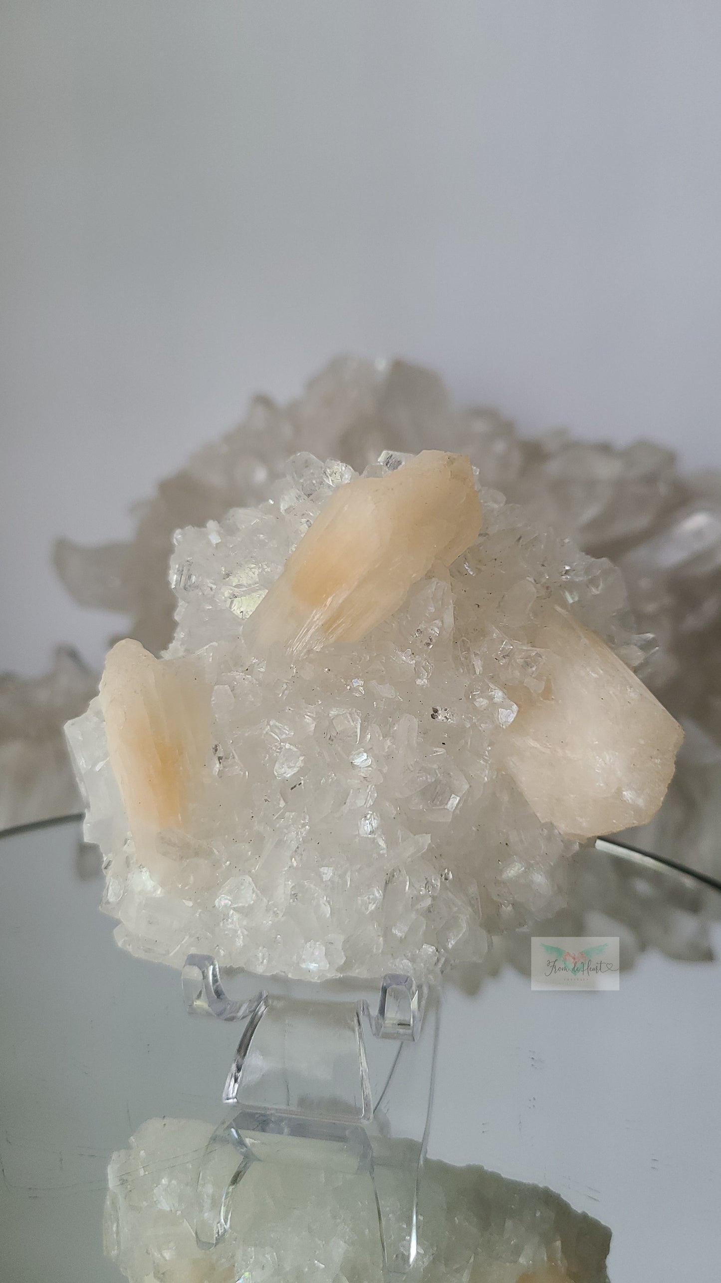 Apophyllite with Peach Stilbite Petals Cluster