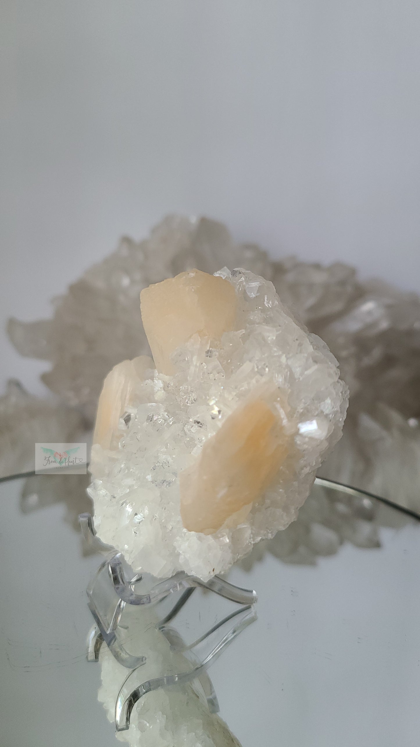 Apophyllite with Peach Stilbite Petals Cluster