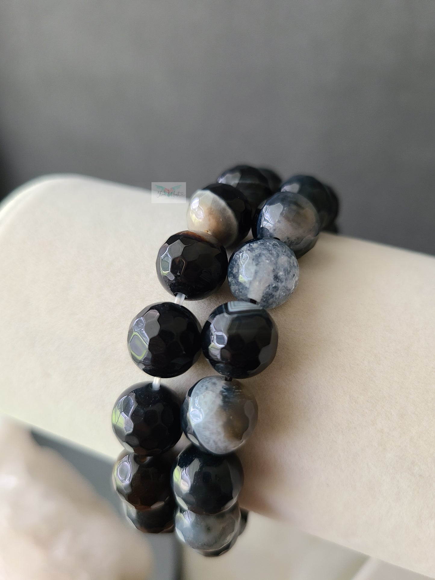 Faceted Black Agate Bracelet