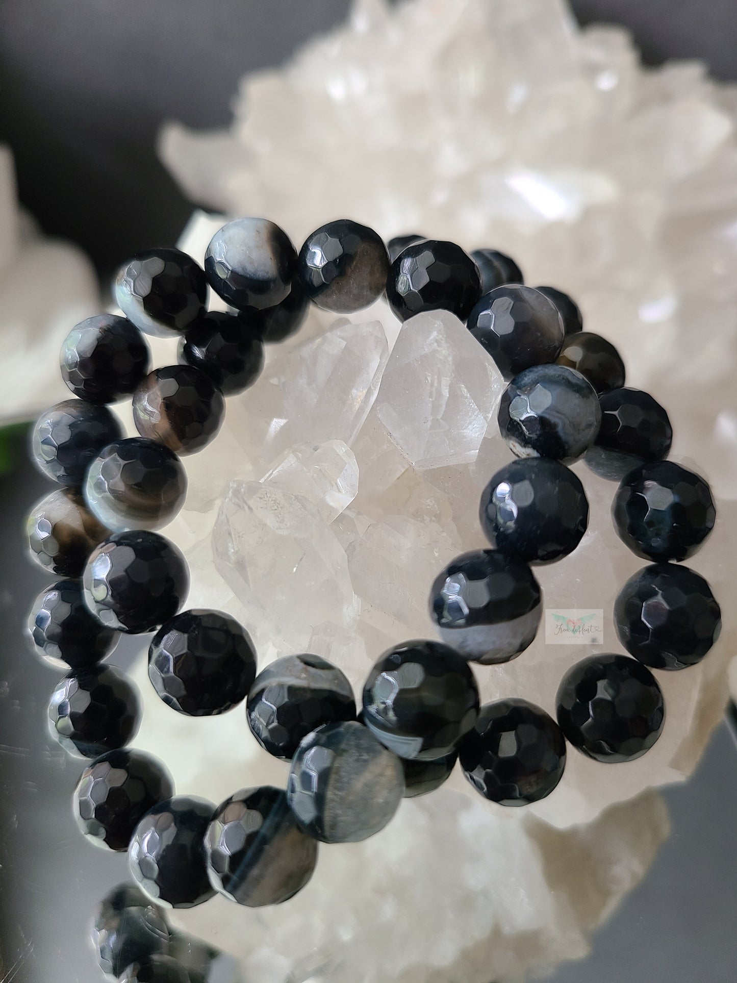 Faceted Black Agate Bracelet