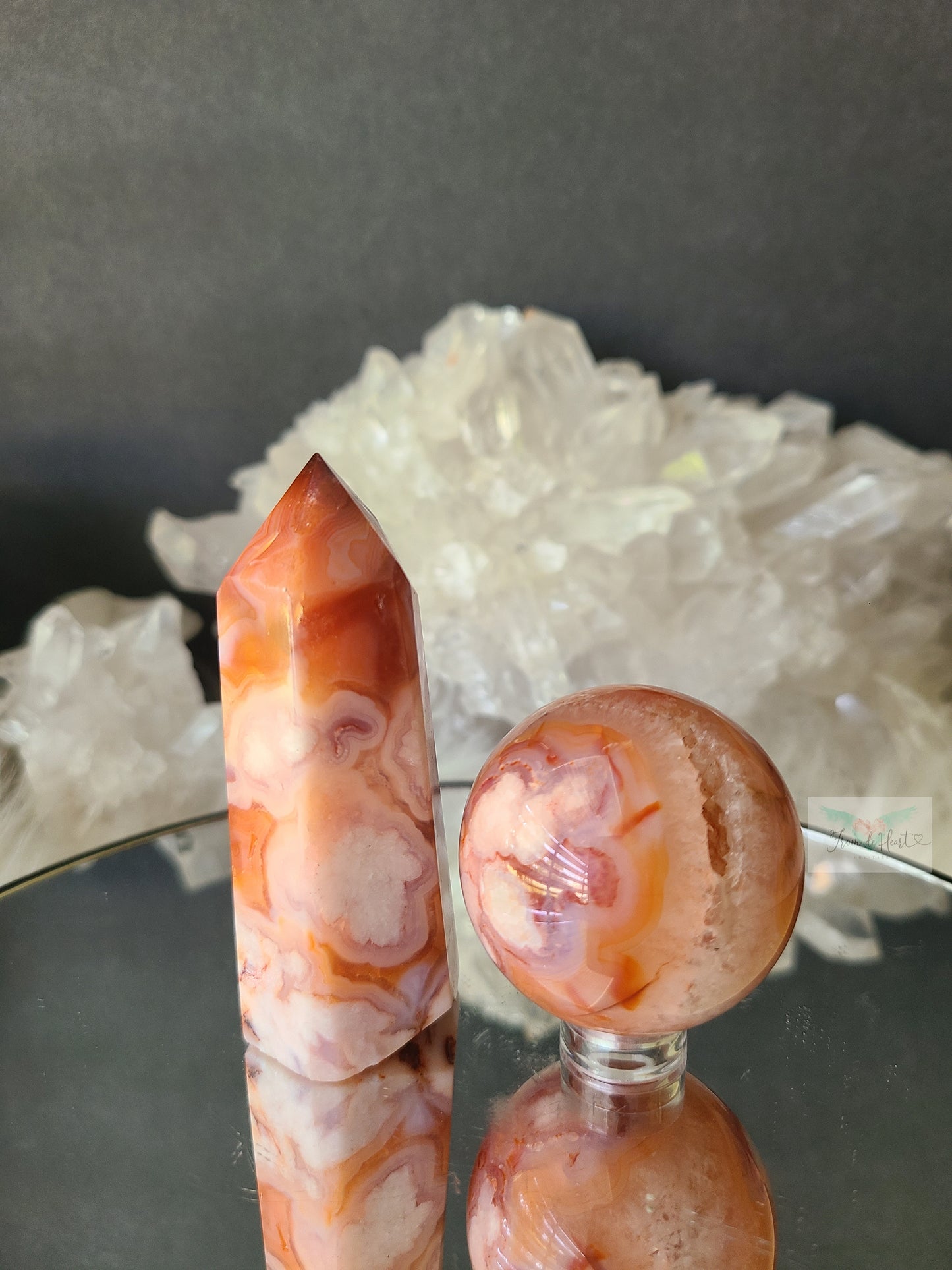 Carnelian Flower Agate Pair