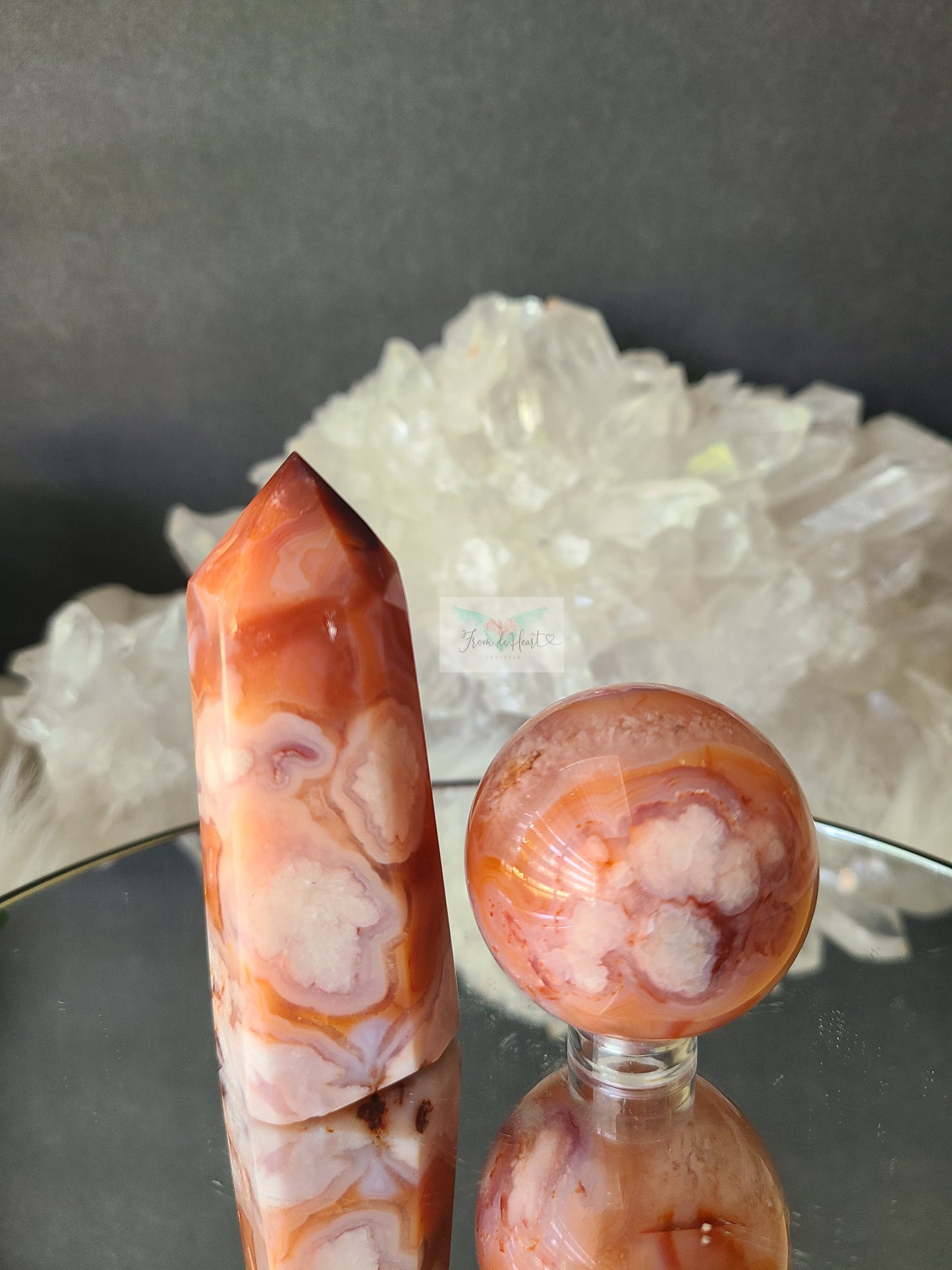 Carnelian Flower Agate Pair