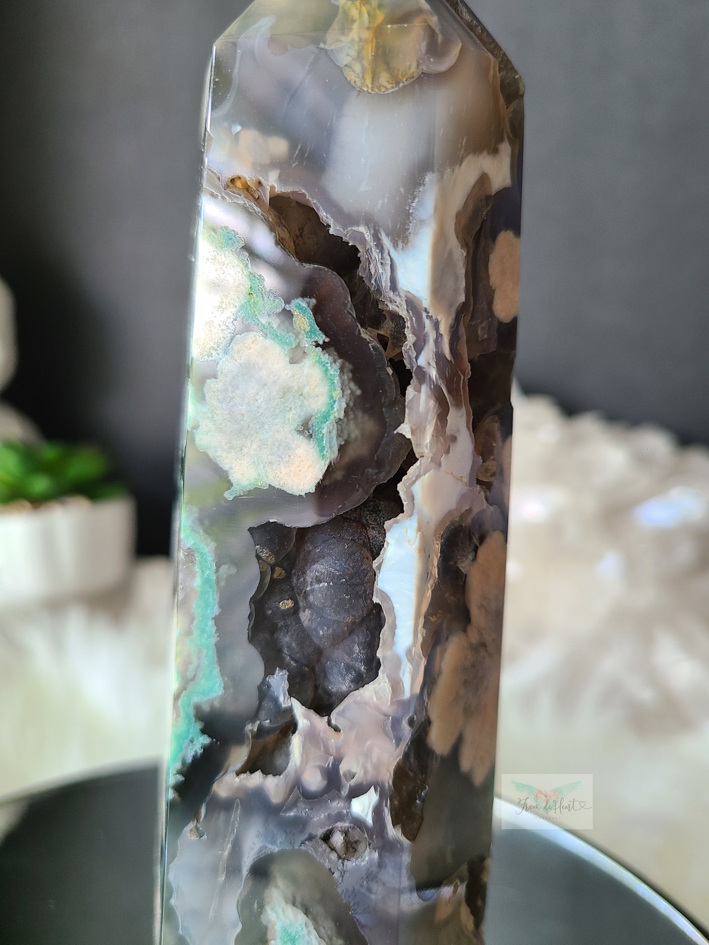 Black Flower Agate Tower (AAA) Large