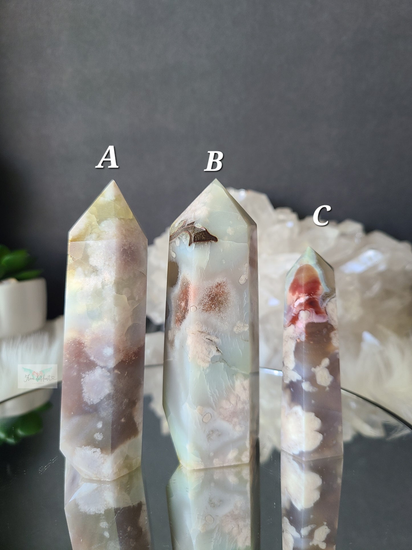 Mint Green Flower Agate Tower