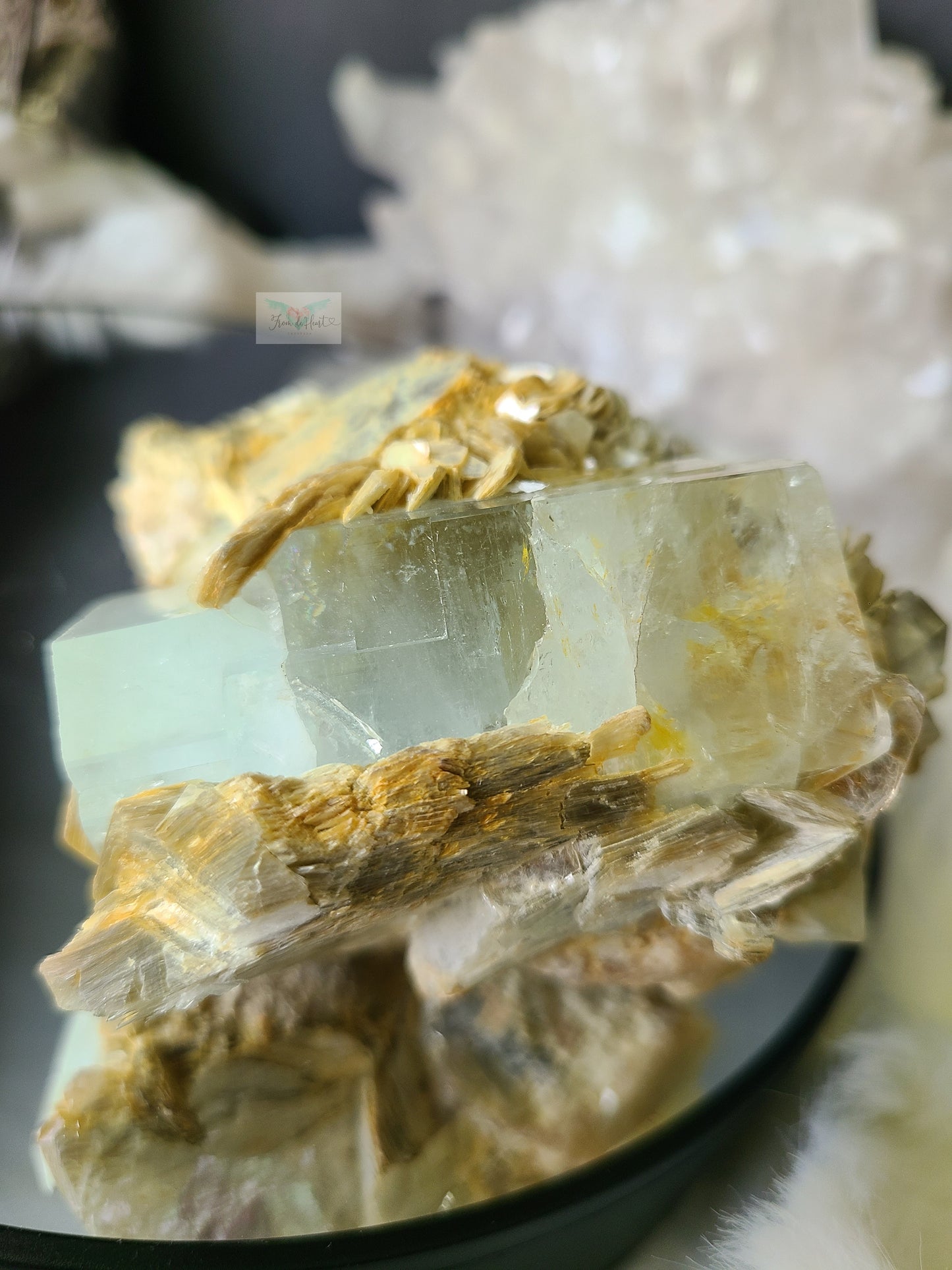 Aquamarine on Muscovite Specimen