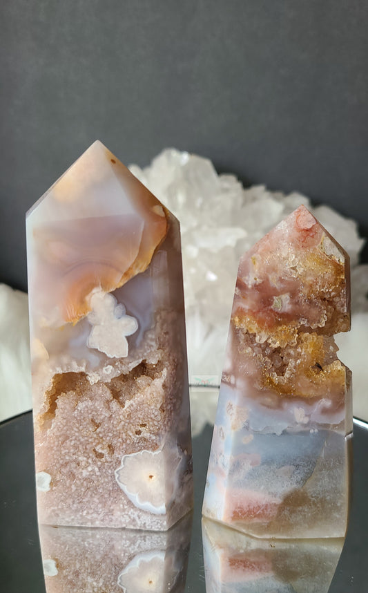 Old Stock Druzy Pink Amethyst Flower Agate Tower (Rare Find)