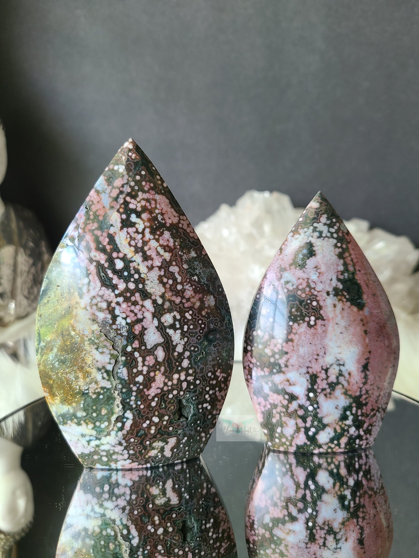 Druzy Veinless Pink Ocean Jasper Flame