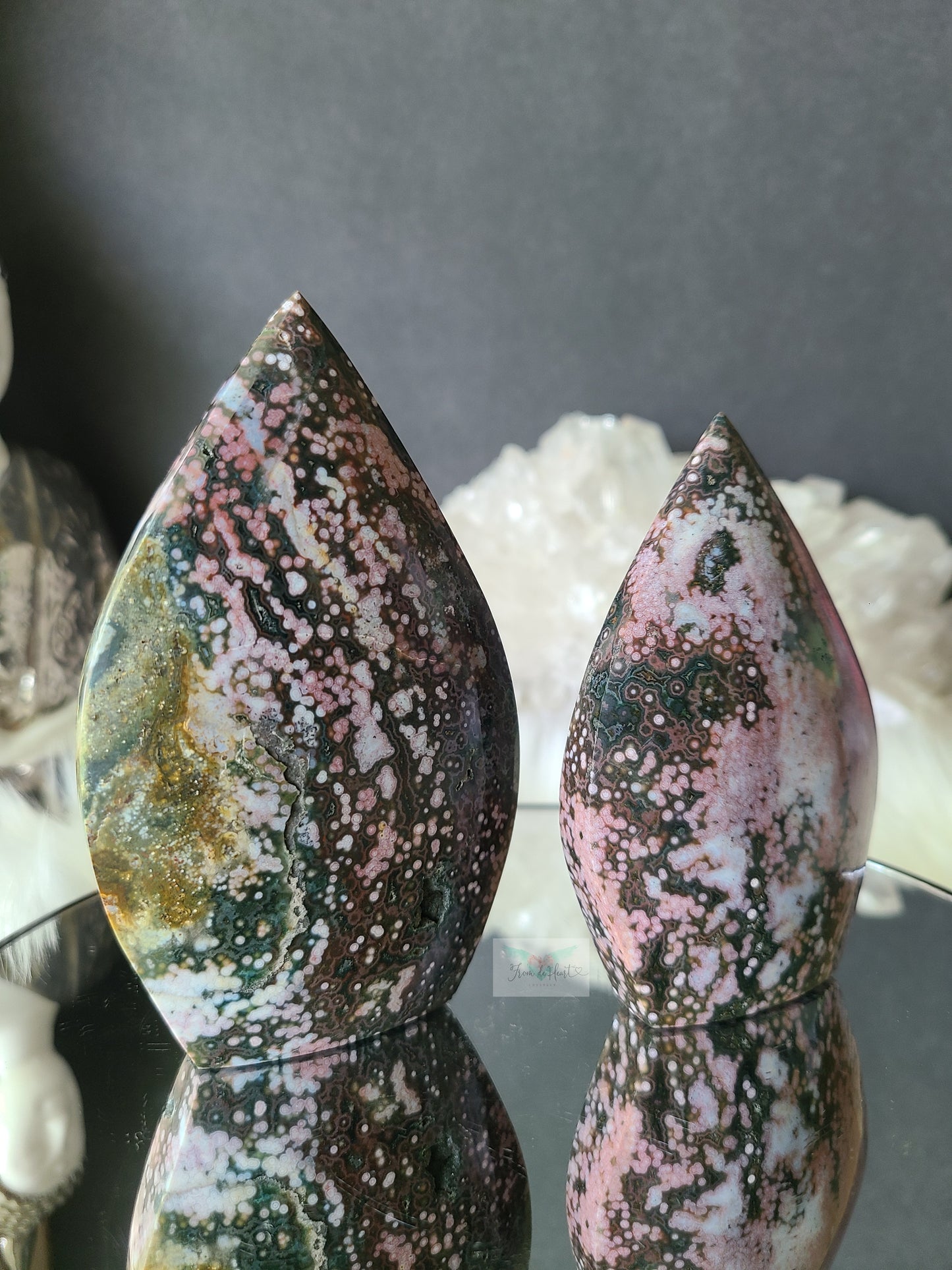 Druzy Veinless Pink Ocean Jasper Flame