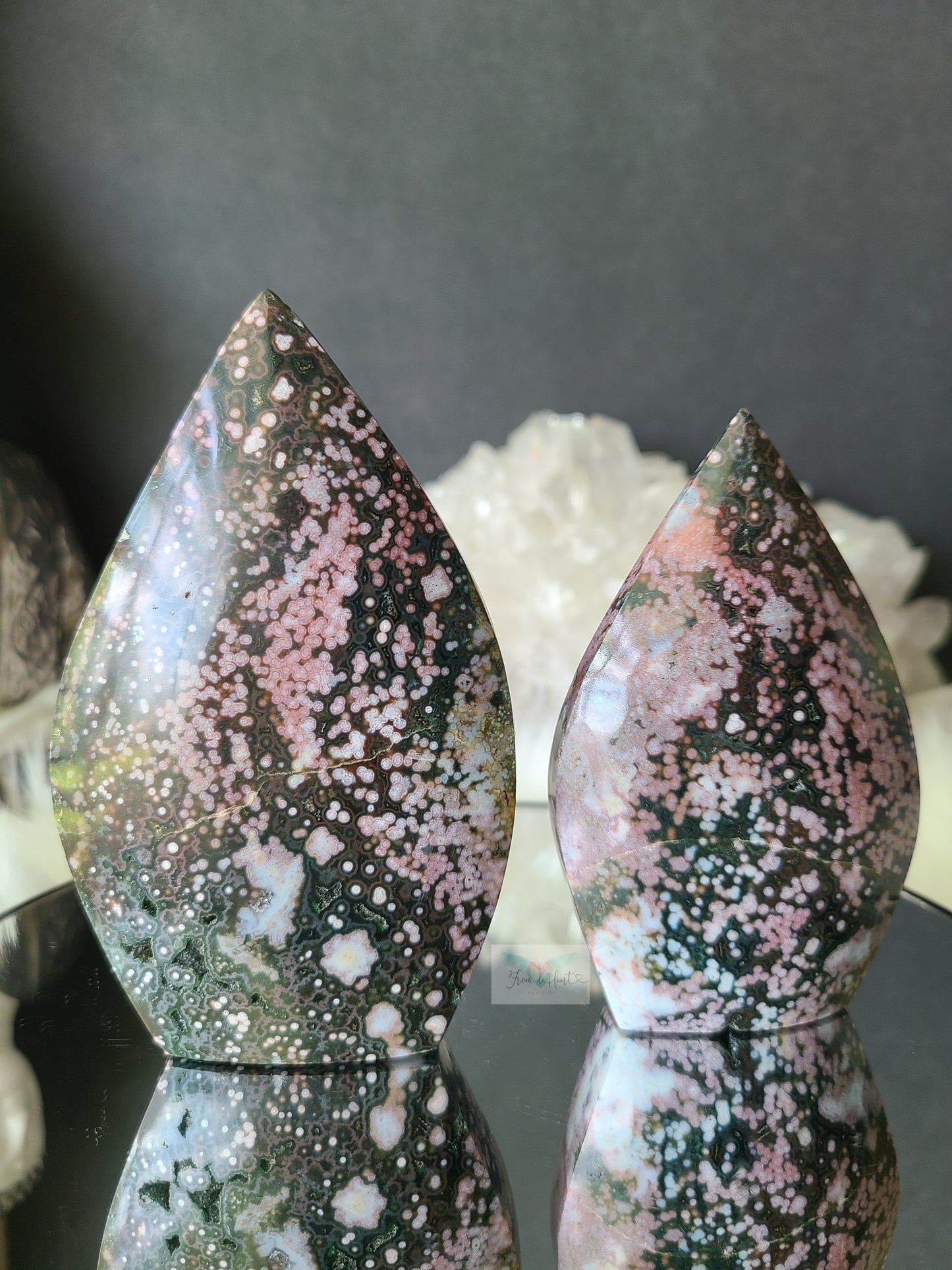 Druzy Veinless Pink Ocean Jasper Flame