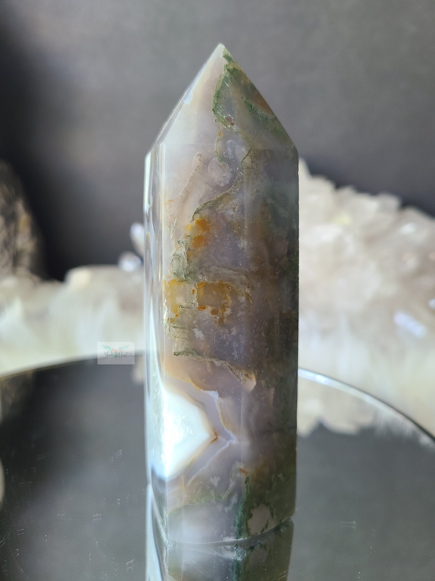 Dendritic Moss Agate w/ Quartz Tower