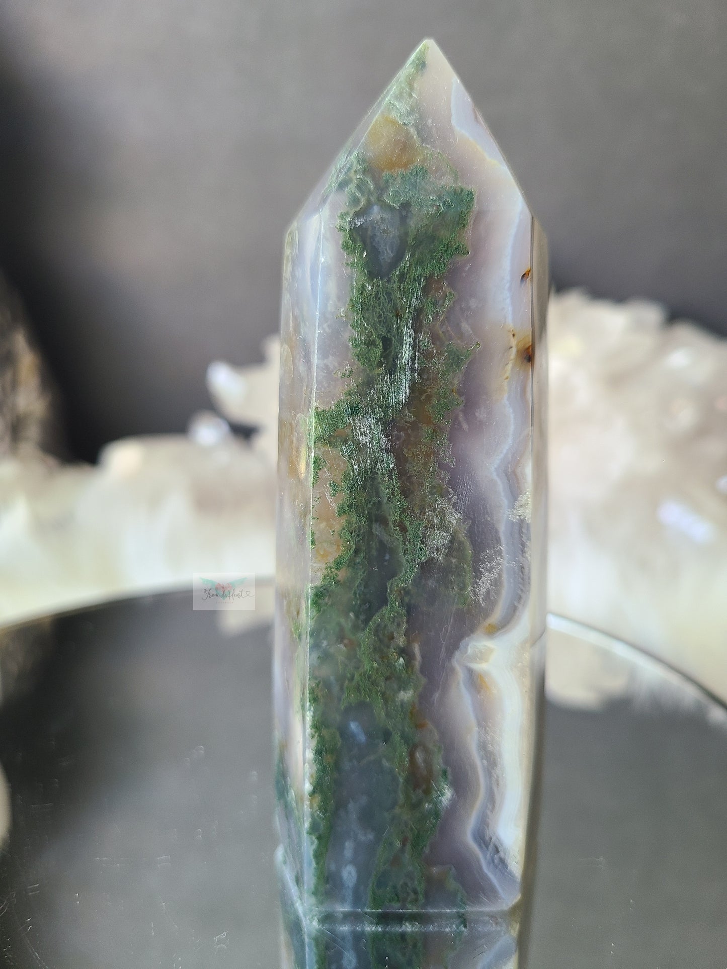 Dendritic Moss Agate w/ Quartz Tower