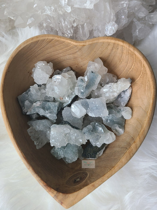 Raw blue chalcedony and Apophyllite Cluster