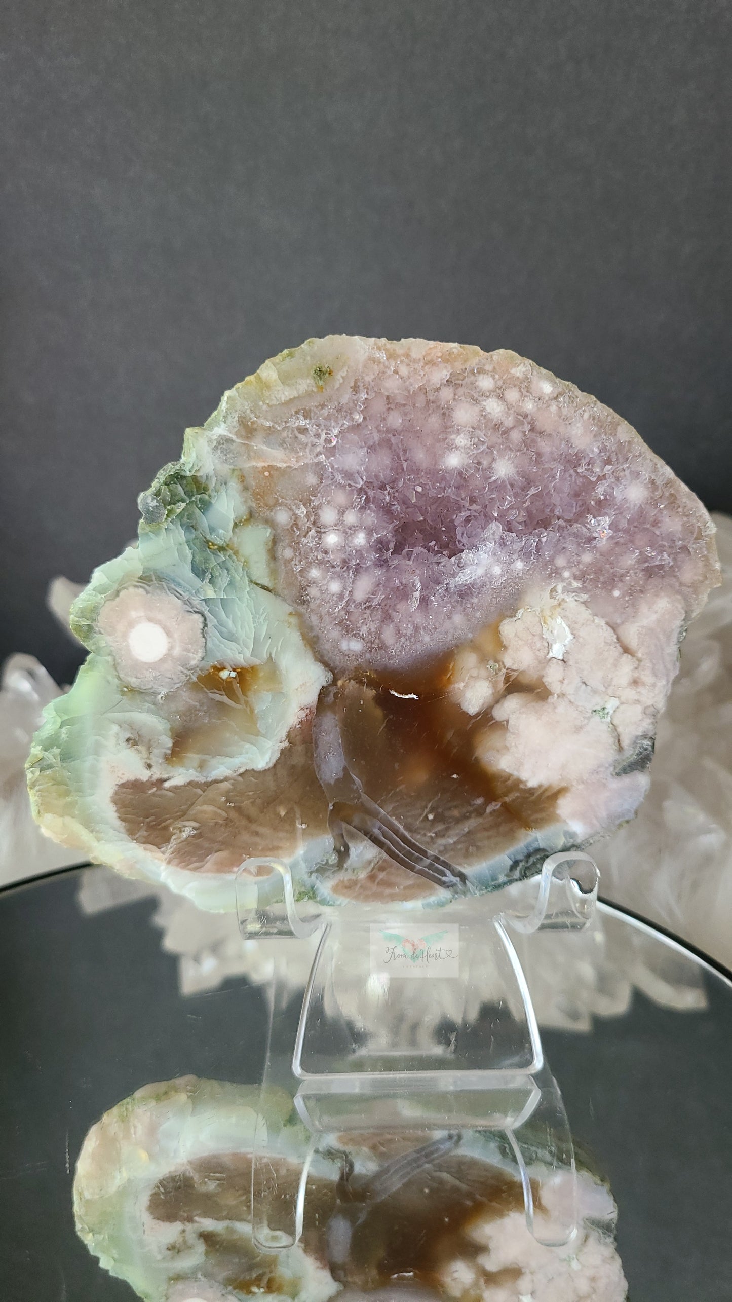 Amethyst Flower Agate Point and Slab (Pair)