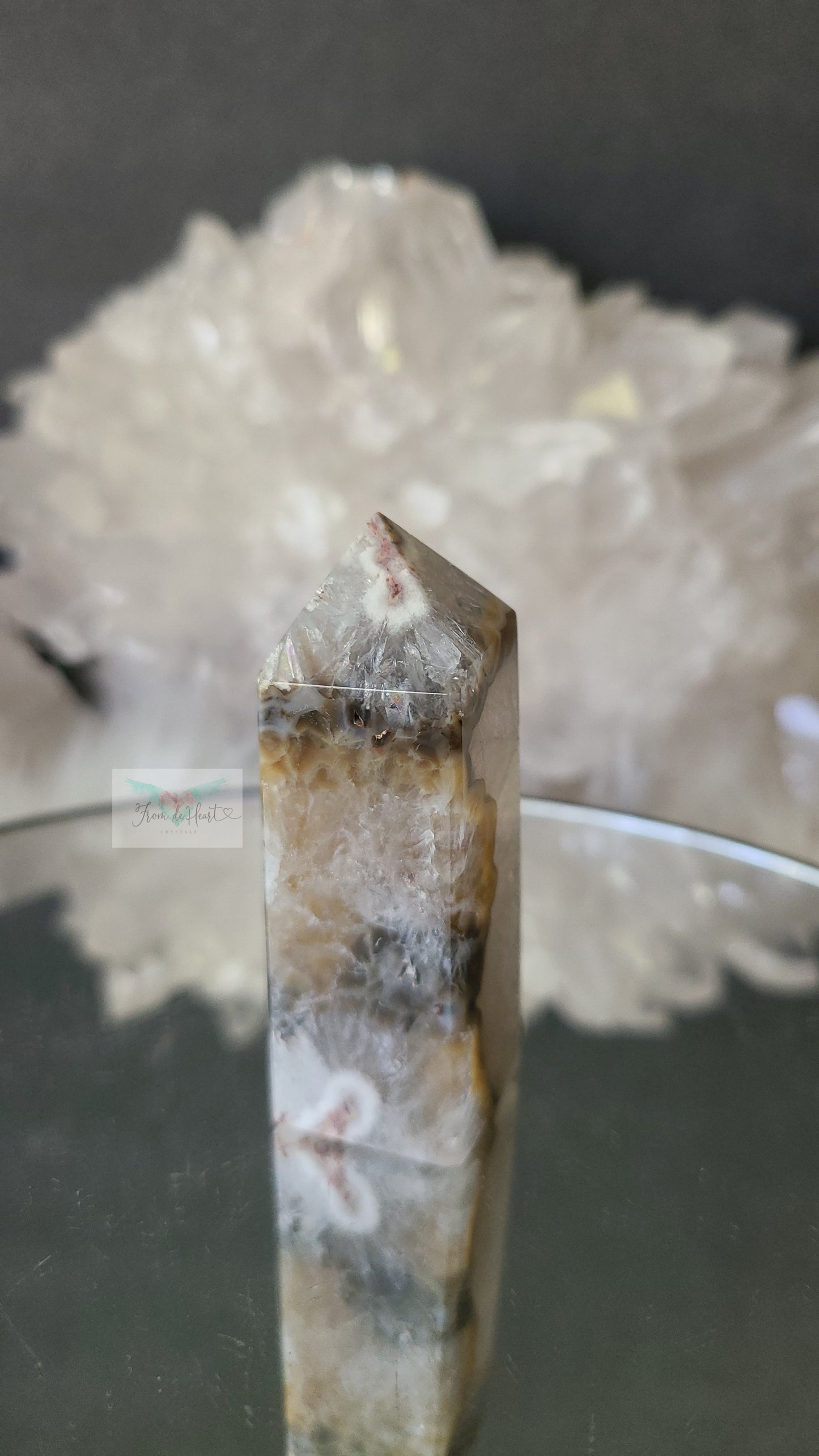 Argentina Agate in Quartz Tower (Rare find)