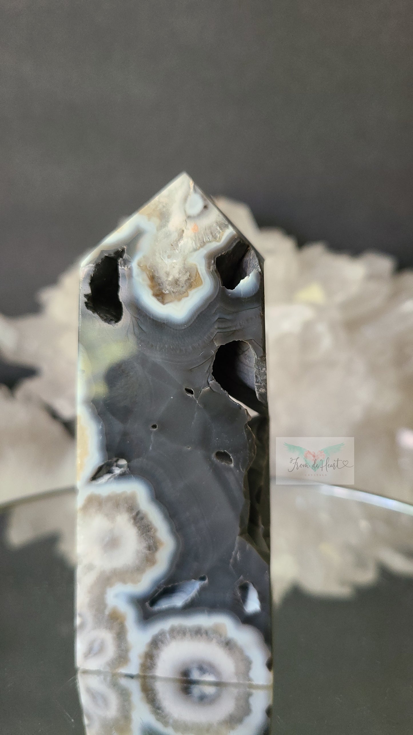 Argentina Agate in Quartz Tower (Rare find)