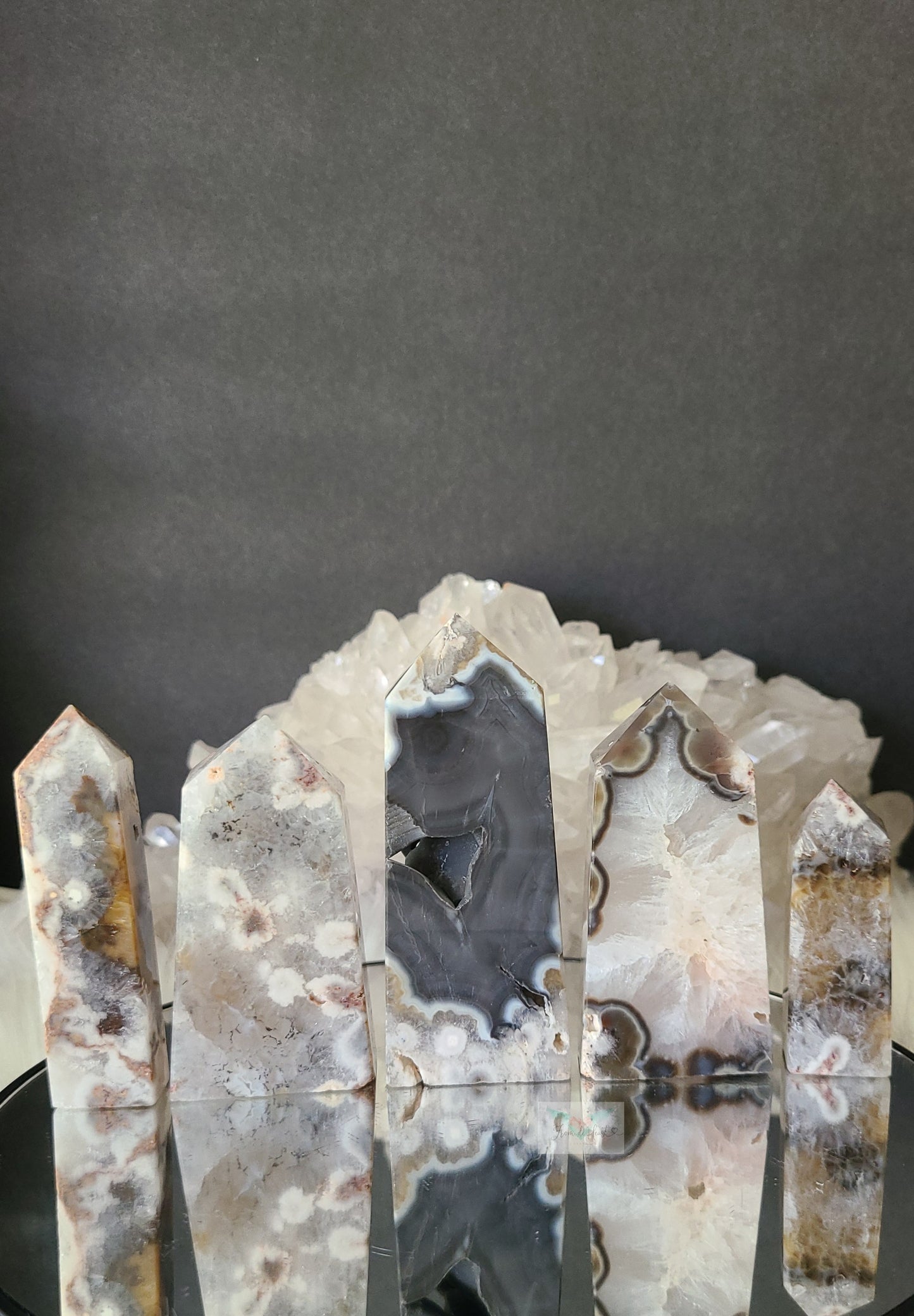 Argentina Agate in Quartz Tower (Rare find)