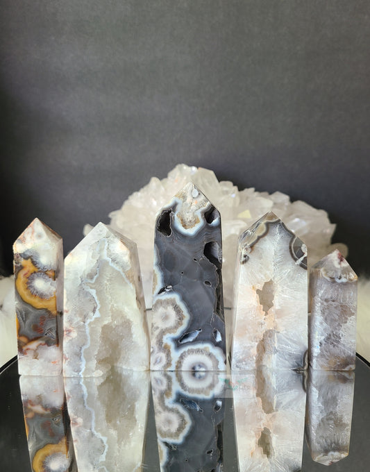 Argentina Agate in Quartz Tower (Rare find)